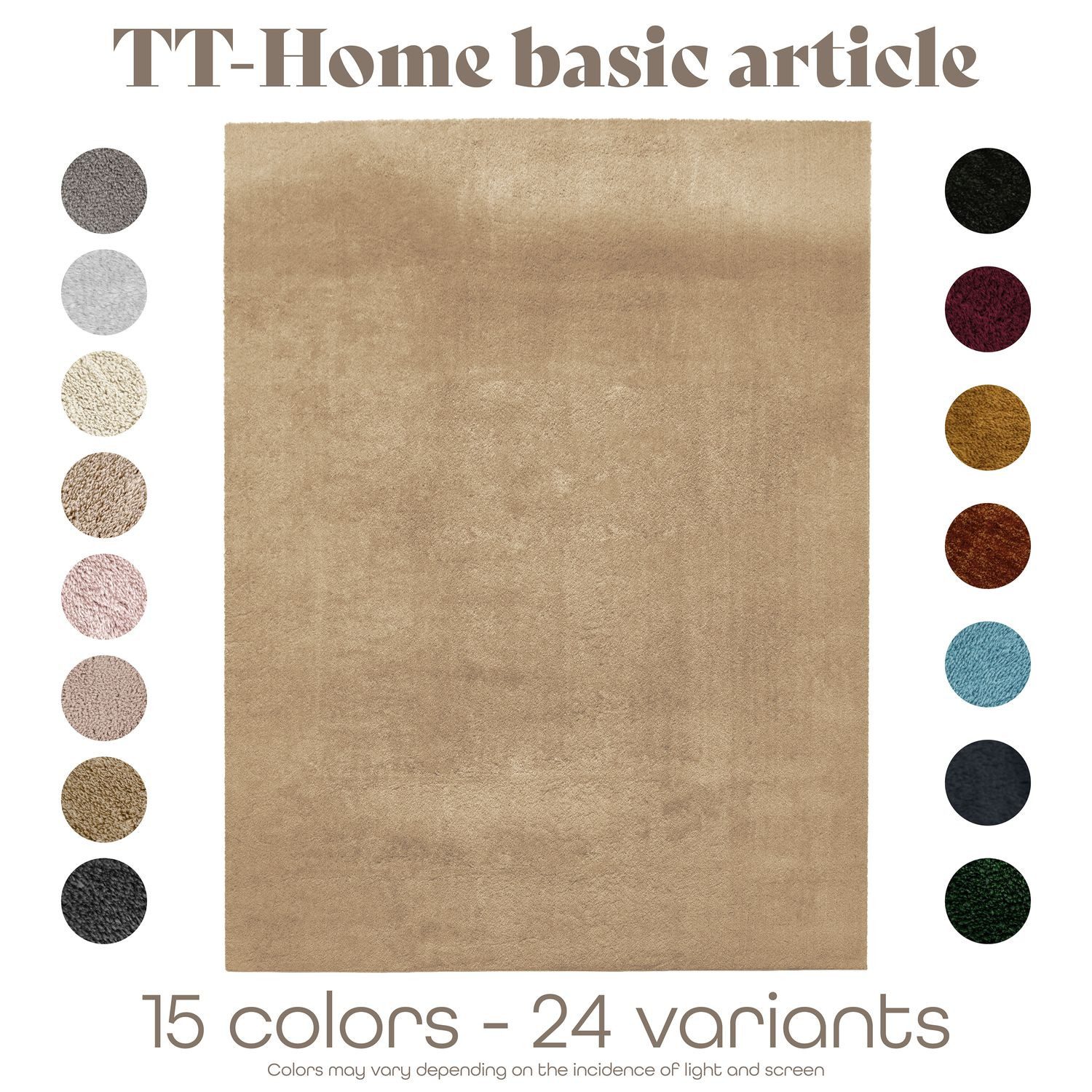 TT Home Teppich Diele, Esszimmer, Flur, Schlafzimmer, Wohnzimmer, Rechteckig, Höhe: 14 mm, Wohnzimmer Kurzflor Einfarbig Modernes Design Waschbar