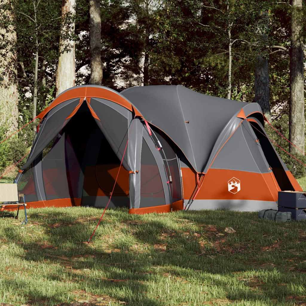 vidaXL Tipi-Zelt Tipi-Familienzelt 8 Personen Grau und Orange Wasserdicht, Personen: 8 (1 tlg)