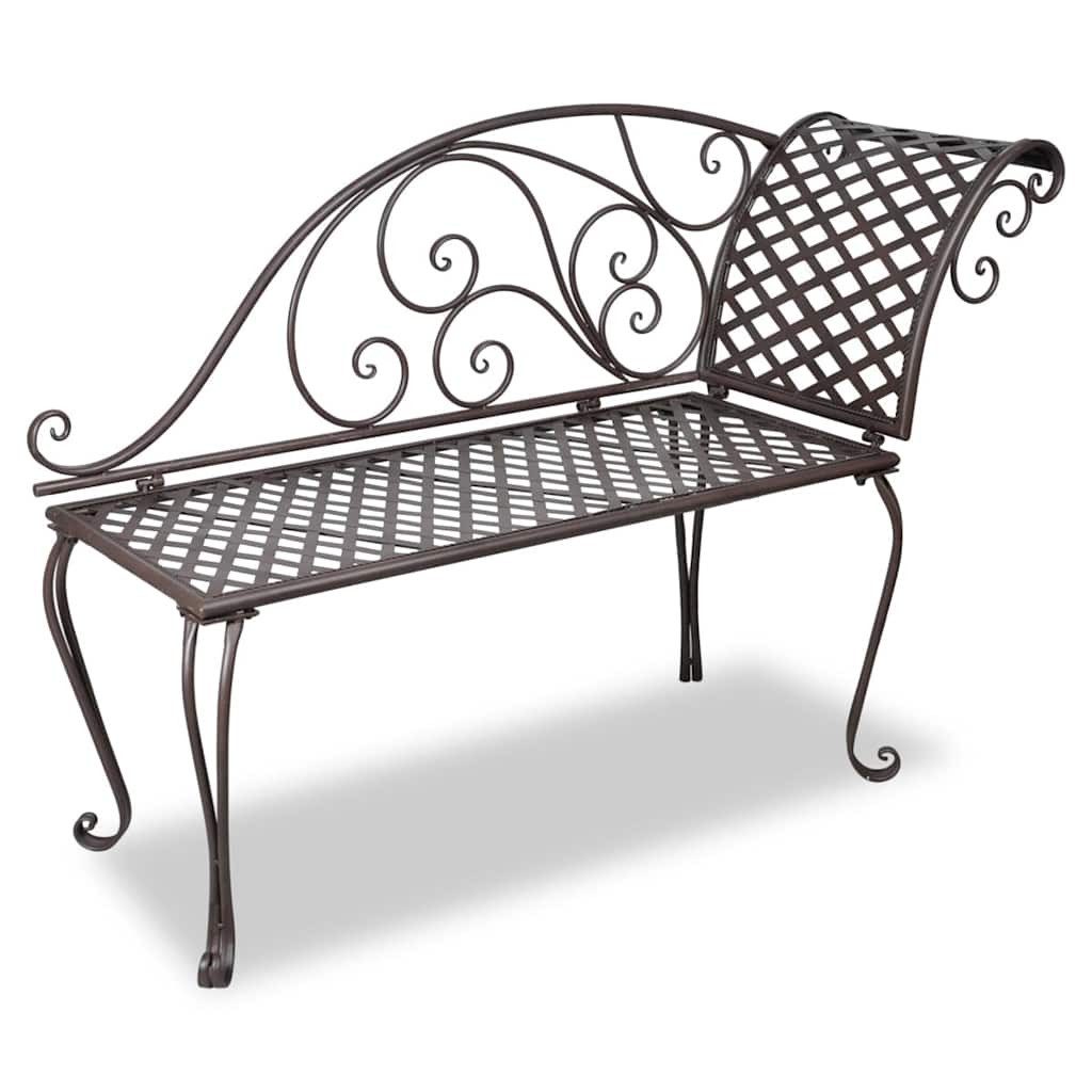 furnicato Gartenbank Garten-Chaiselongue 128 cm Stahl Antik Braun (1-St)