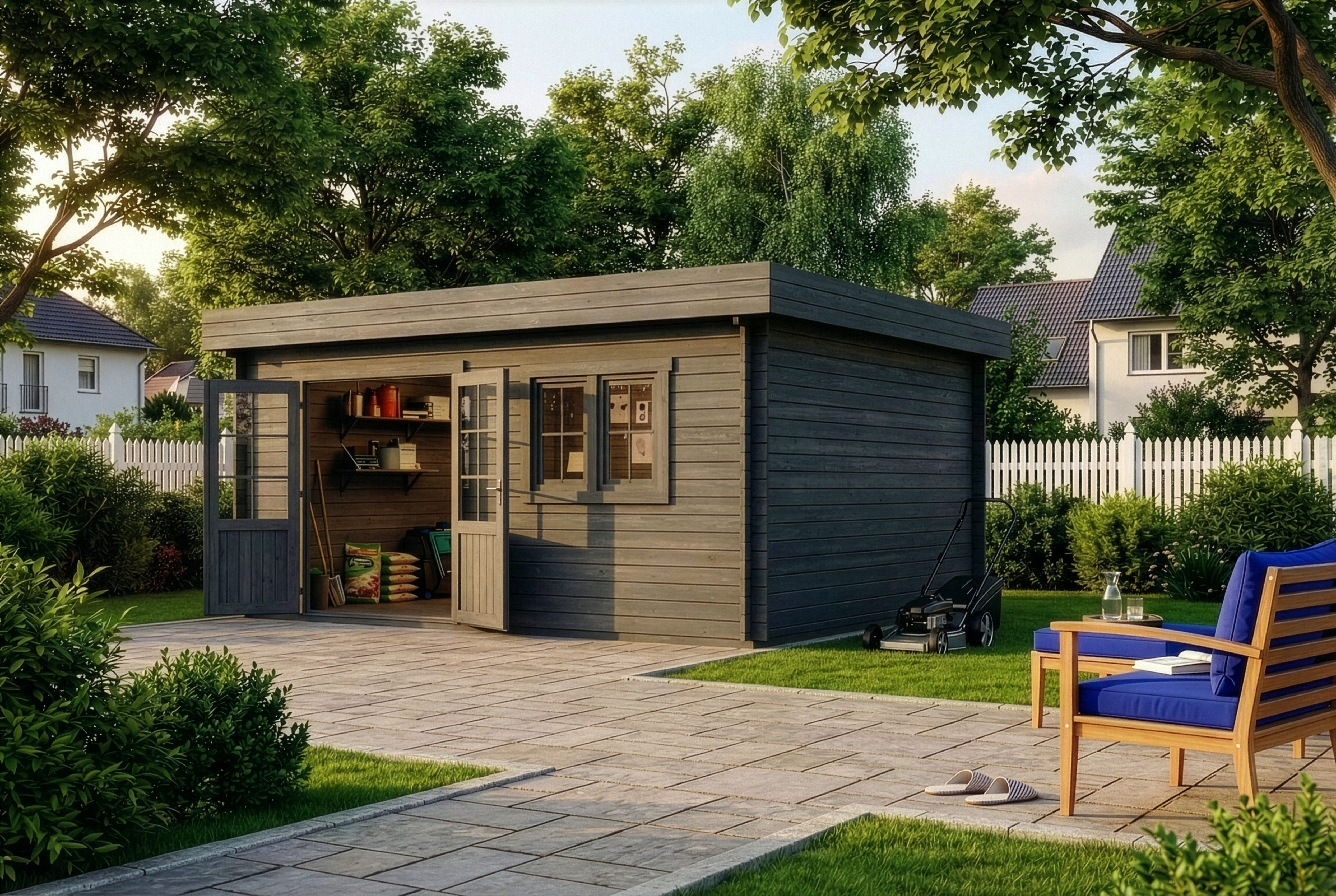 Alpholz Gartenhaus Holz Spree B, BxT: 520x420 cm, in Imprägniert (Grau) mit 28mm Wandstärke