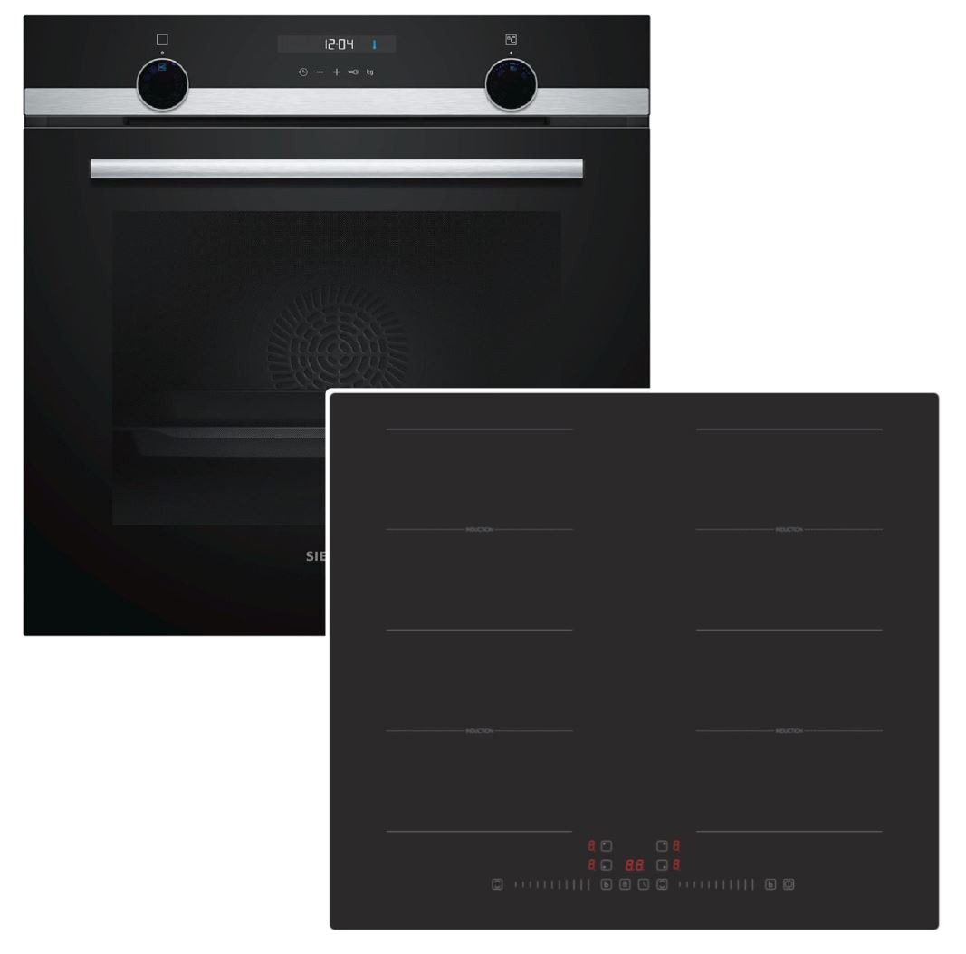 SIEMENS Backofen-Set HB537A0S0 Teleskop + PKM Induktionskochfeld Flex Induktion autark 60cm