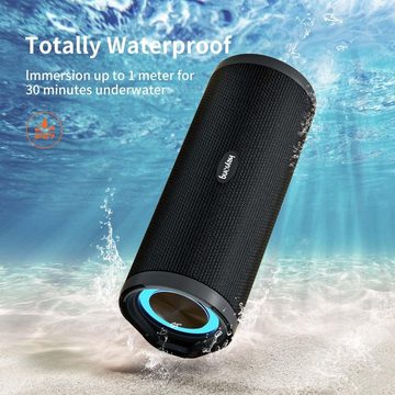 HEYSONG Stereo Lautsprecher (Bluetooth, 16 W, Boxen Bluetooth mit Licht, IPX7 Wasserdicht, 40h Akku, Micro SD-Karte)