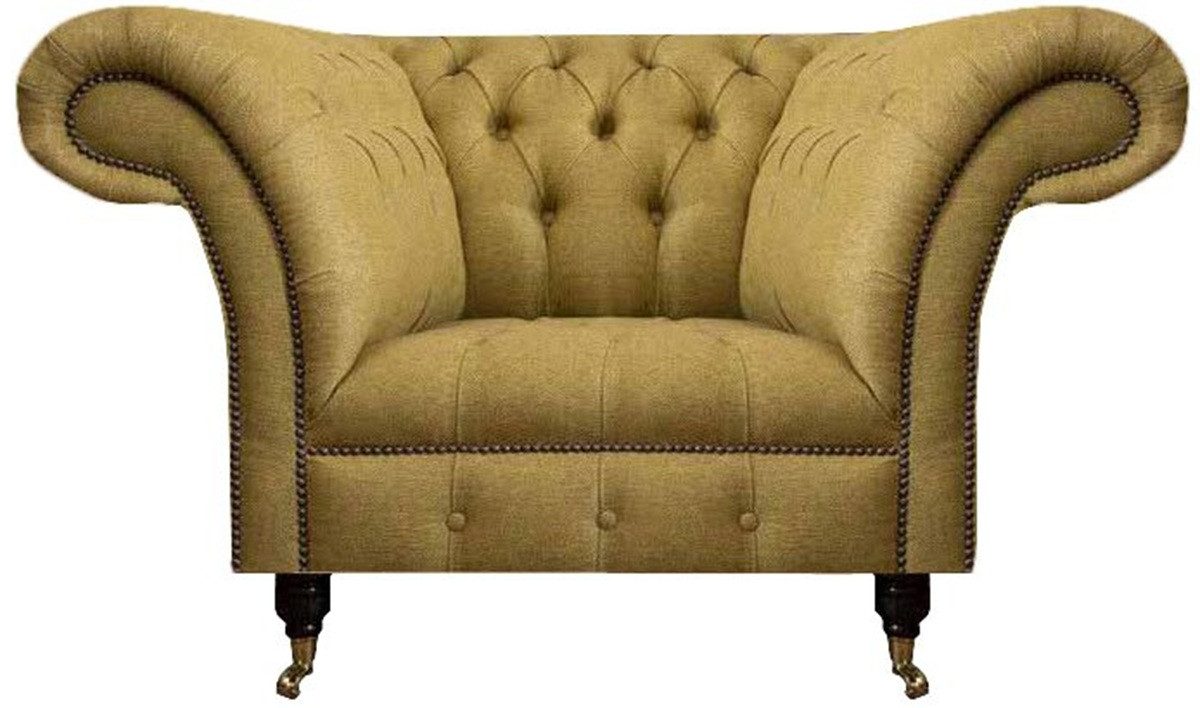 JVmoebel Chesterfield-Sessel Gelber Chesterfield Einsitzer aus hochwertigem Polsterstoff (Sessel), Made in Europa