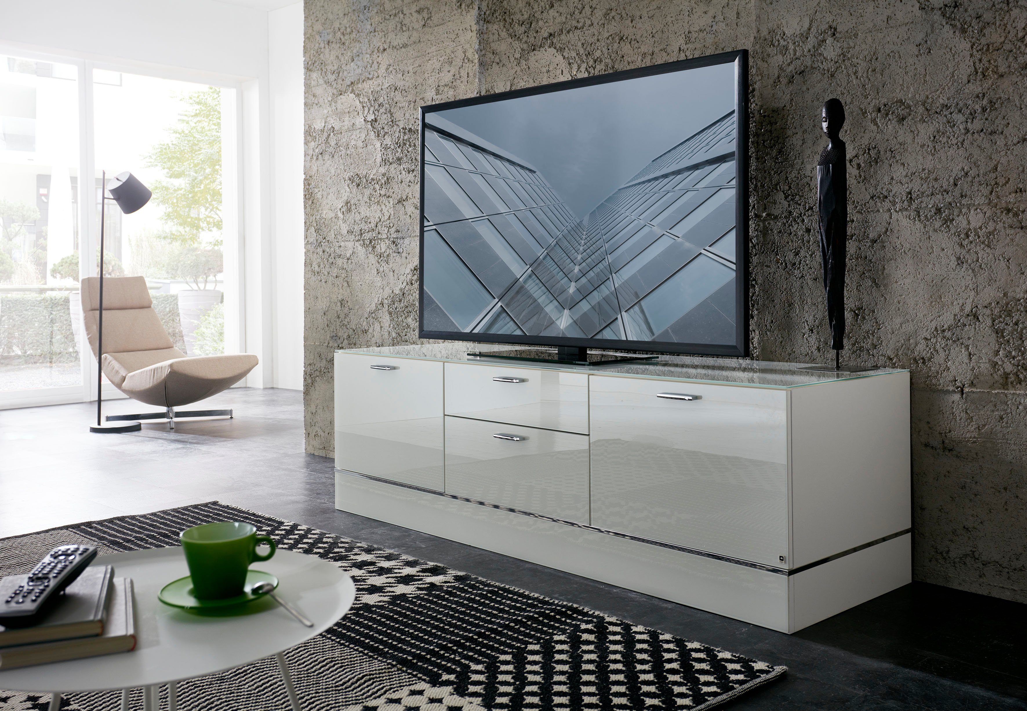 LEONARDO Lowboard »CUBE«, mit Sockel, mit 2 Türen, 1 Klappe, 1 SK