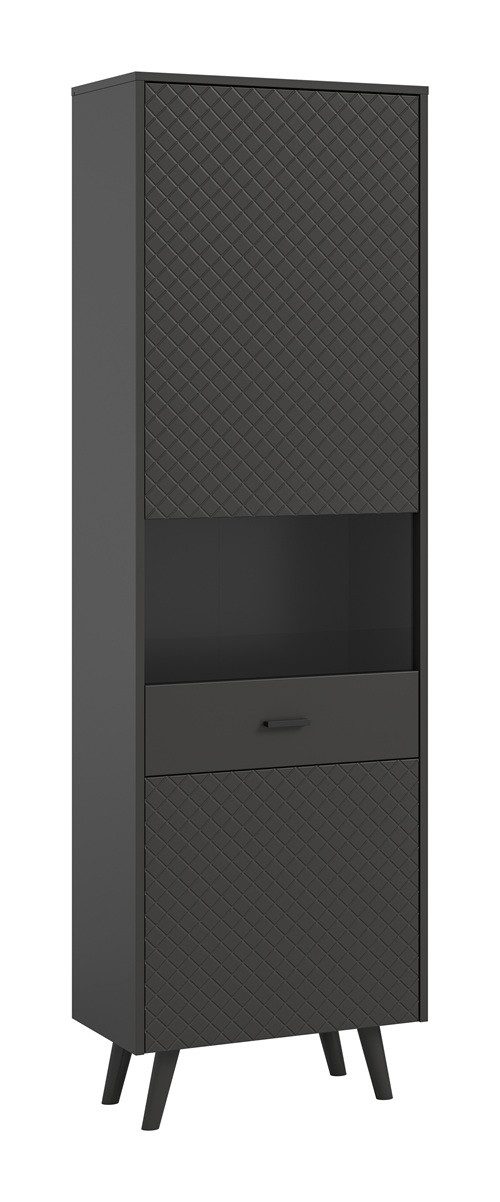 xonox.home Vitrine Vitrine Linea, grau Vitrine dunkel, Wohnzimmerschrank 60 cm