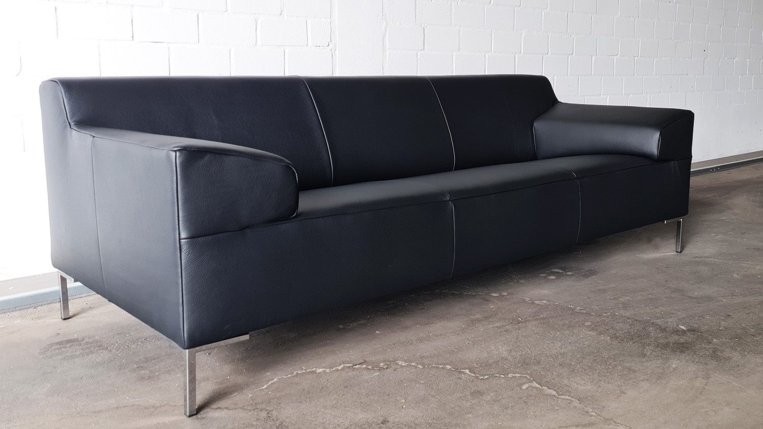 freistil ROLF BENZ Sofa ROLF BENZ Sofa Freistil 180 Couch Leder schwarz 200 cm, Leder