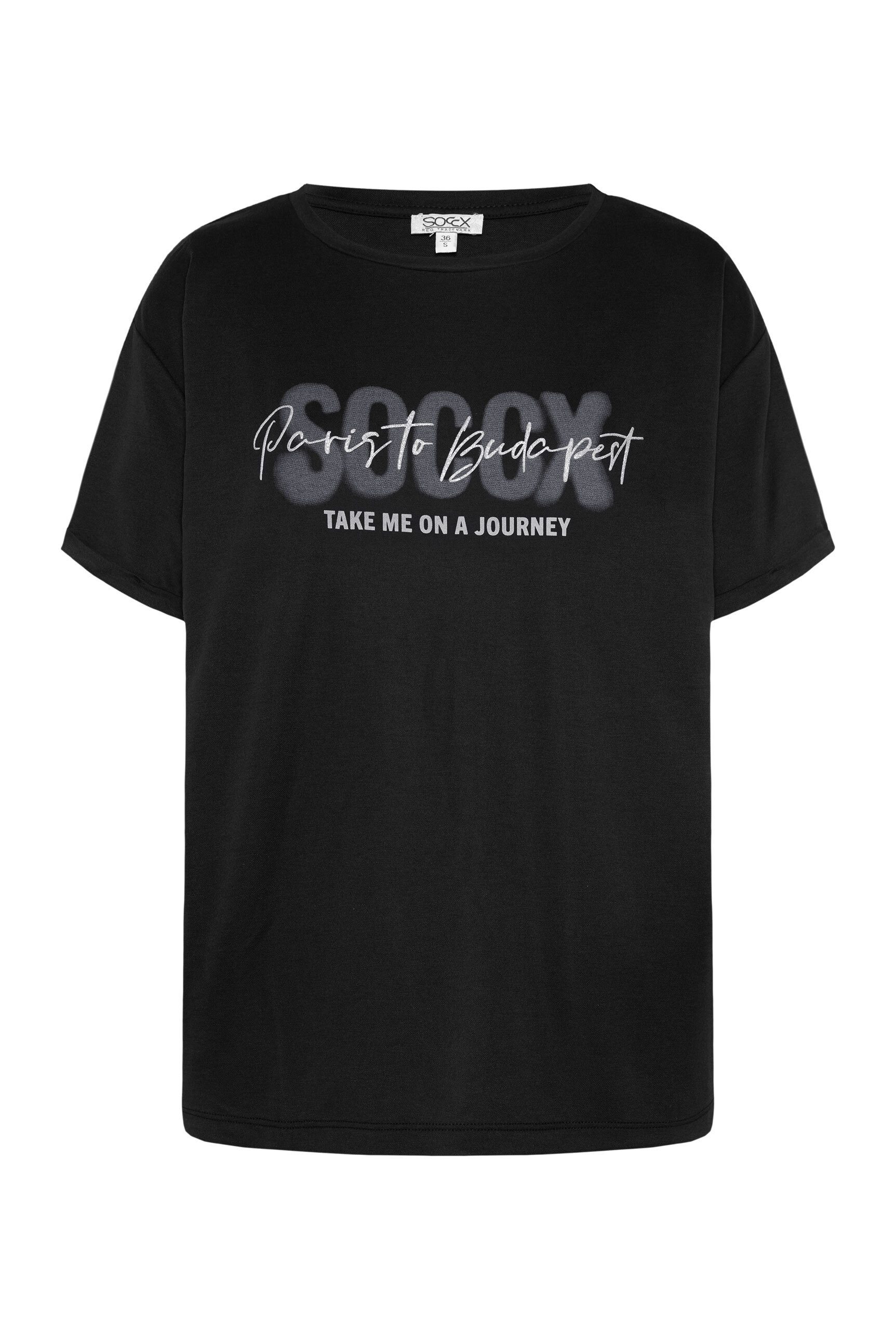 SOCCX Rundhalsshirt mit fixierten Turn-Up-Ärmeln