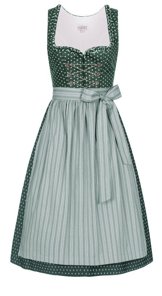 Nübler Дирндль Damen Дирндль midi im Landhausstil, Rocklänge 70cm (Dirndl Set midi THEA, 2-tlg., Дирндль Kleid mit Schürze) Moderne Tracht im bayerischen Stil - Trachtenmode Damen