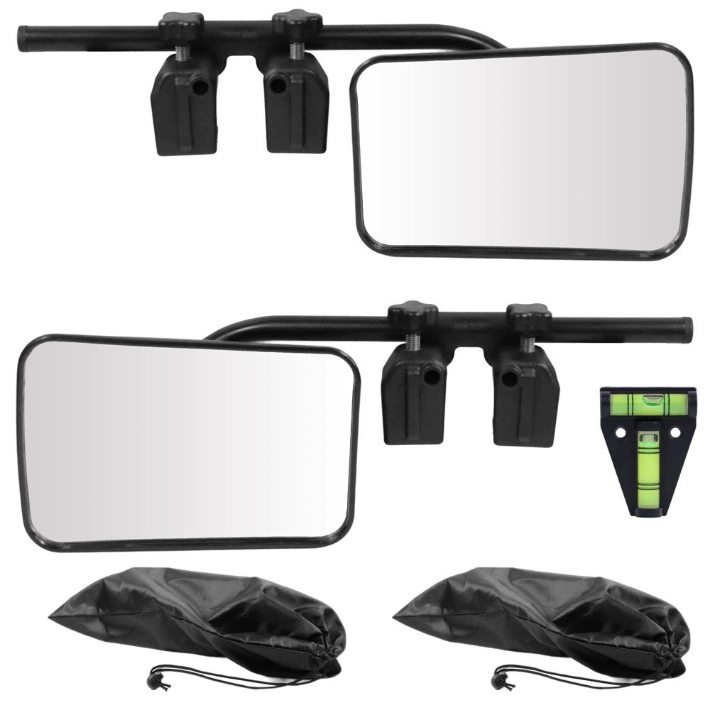 Mucola Autospiegel Caravanspiegel Wohnwagenspiegel universal Aufsatzspiegel Flachspiegel (Set, 2-St., Stück), links, rechts, inkl. Wasserwaage und Aufbewahrungstaschen