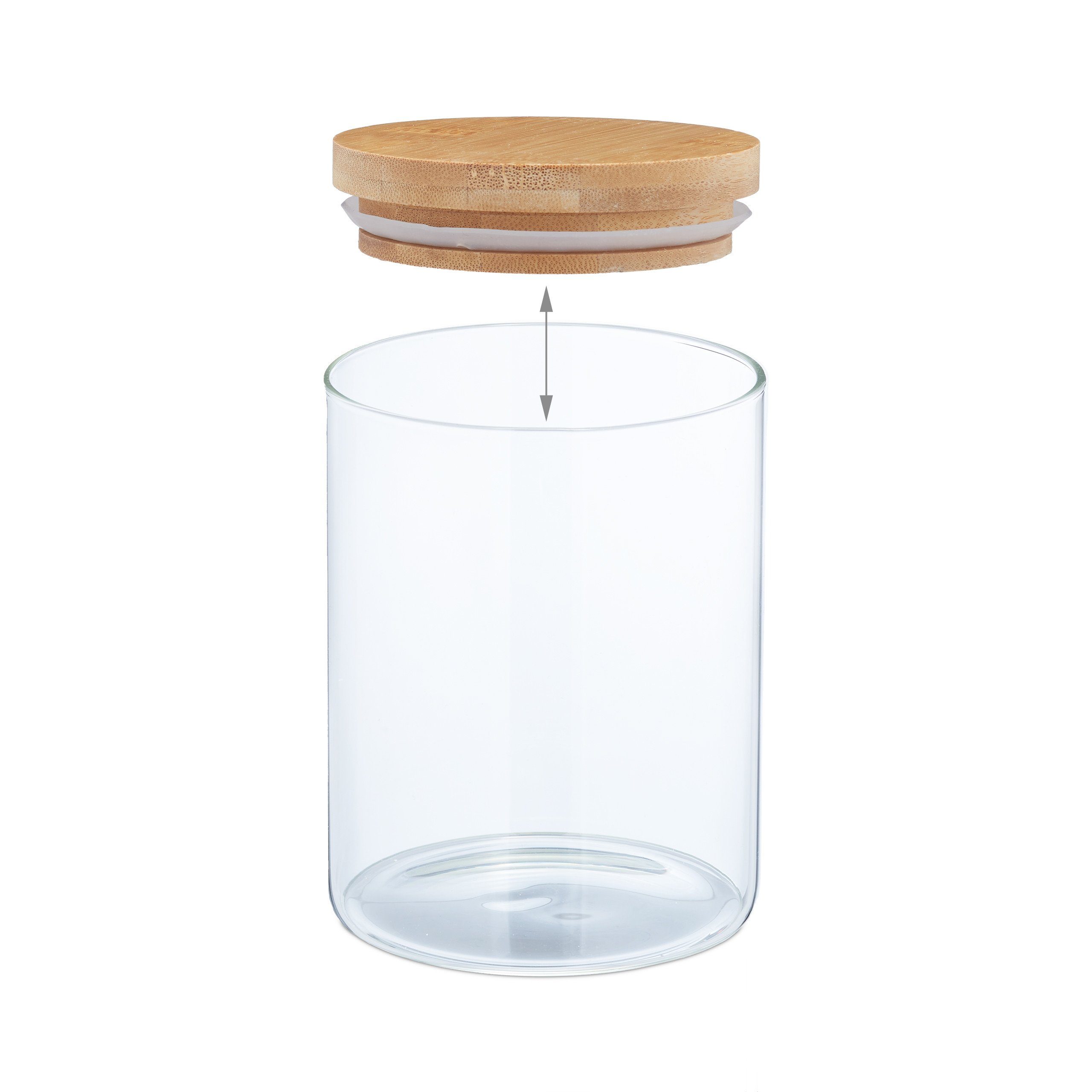 Vorratsgläser Glas Vorratsglas mit relaxdays 750 Deckel 4er ml, Set