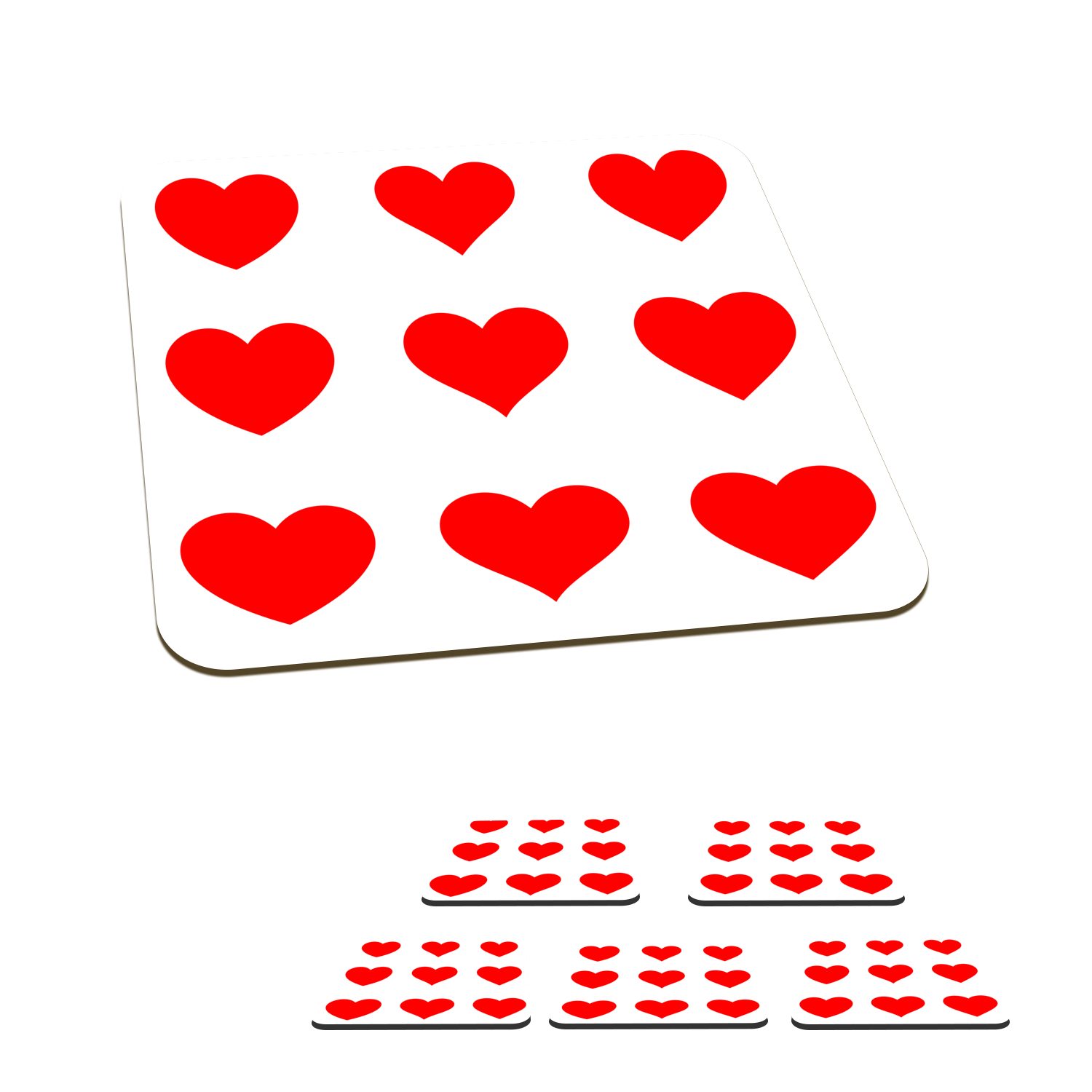 MuchoWow Glasuntersetzer Eine Illustration mit neun roten Herzen, Zubehör für Gläser, 6-tlg., Glasuntersetzer, Tischuntersetzer, Korkuntersetzer, Untersetzer, Tasse