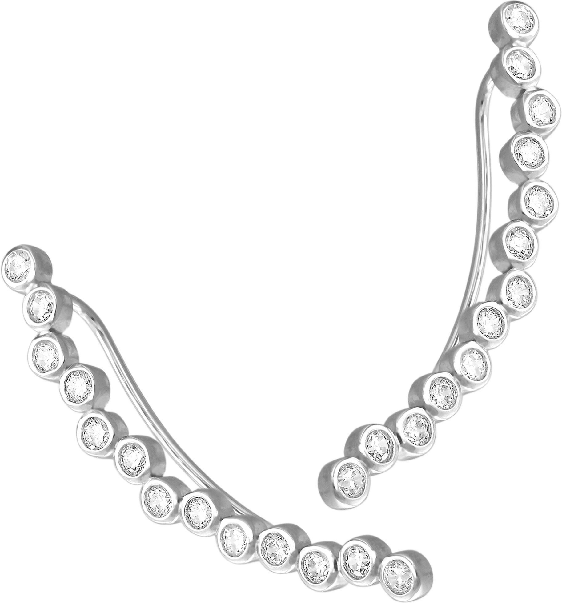 SilberDream Paar Ohrklemmen SilberDream weiß Ear Cuff Ohrringe 13 (Ohrklemme), Damen Ohrklemme Ear Cuff 13 Zirkonias 925 Sterling Silber, weiß