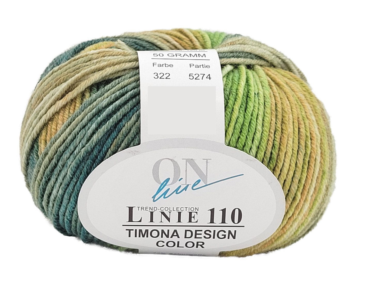 Online Garne Linie 110 Timona Design Color, Merinowolle mit Farbverlauf Häkelwolle, 120 m (Handstrickgarn, Wolle zum stricken und häkeln), 60% Schurwolle, 40% Polyacryl