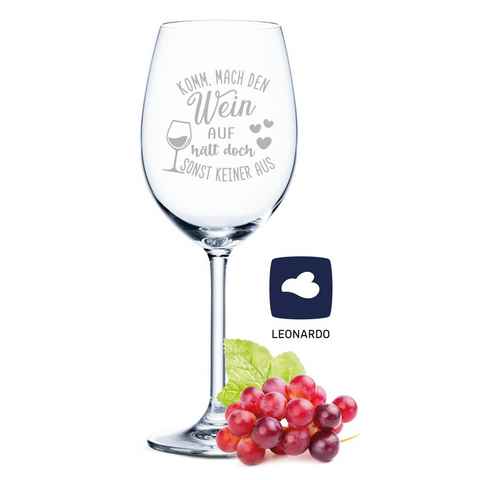 GRAVURZEILE Rotweinglas Leonardo Weinglas mit Gravur - Komm mach den Wein auf, Glas, graviertes Geschenk für Partner, Freunde & Familie
