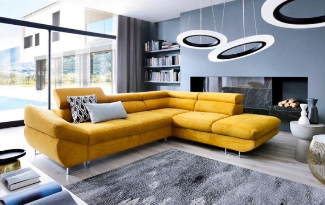 Made Polstersofa Sofa Couch 2 Teile, Ecksofa Eckgarnitur Gelb Neu, Europe in Ecksofa L JVmoebel Form