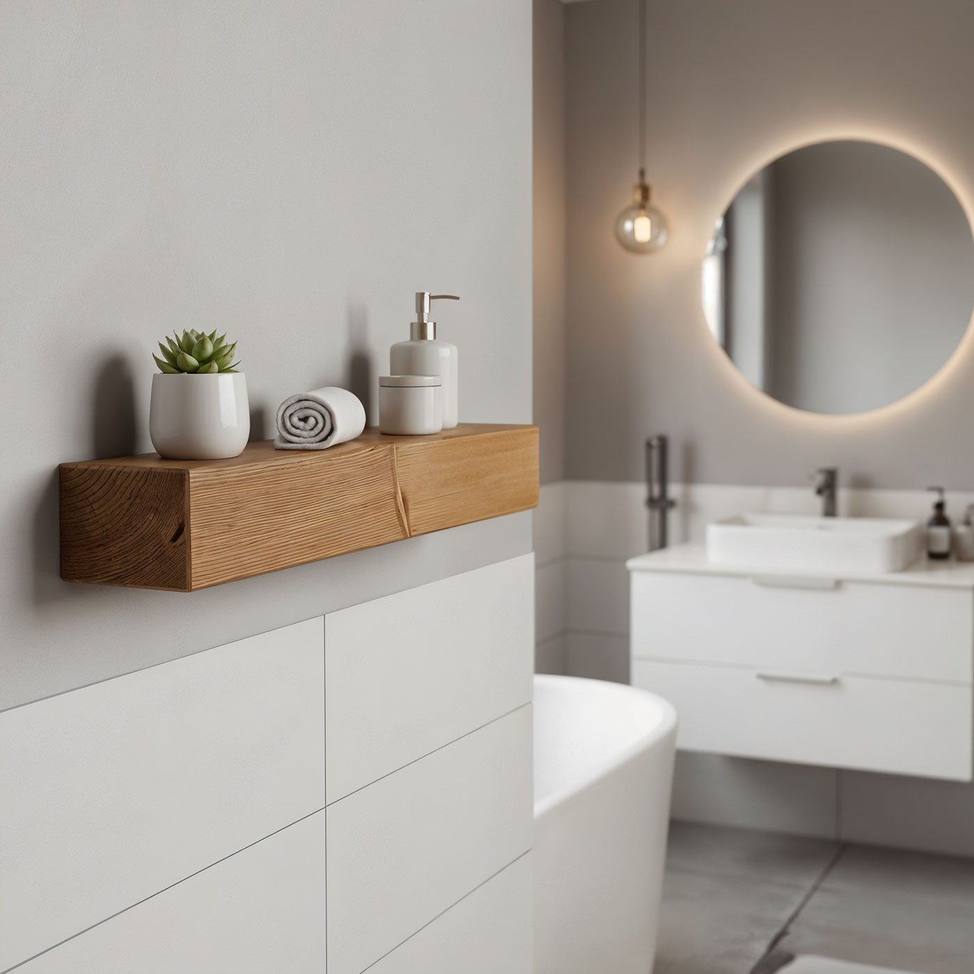 Levandeo® Wandregal, levandeo Wandregal Holz Massiv 60x10cm Eiche Farbig Wandboard Regal