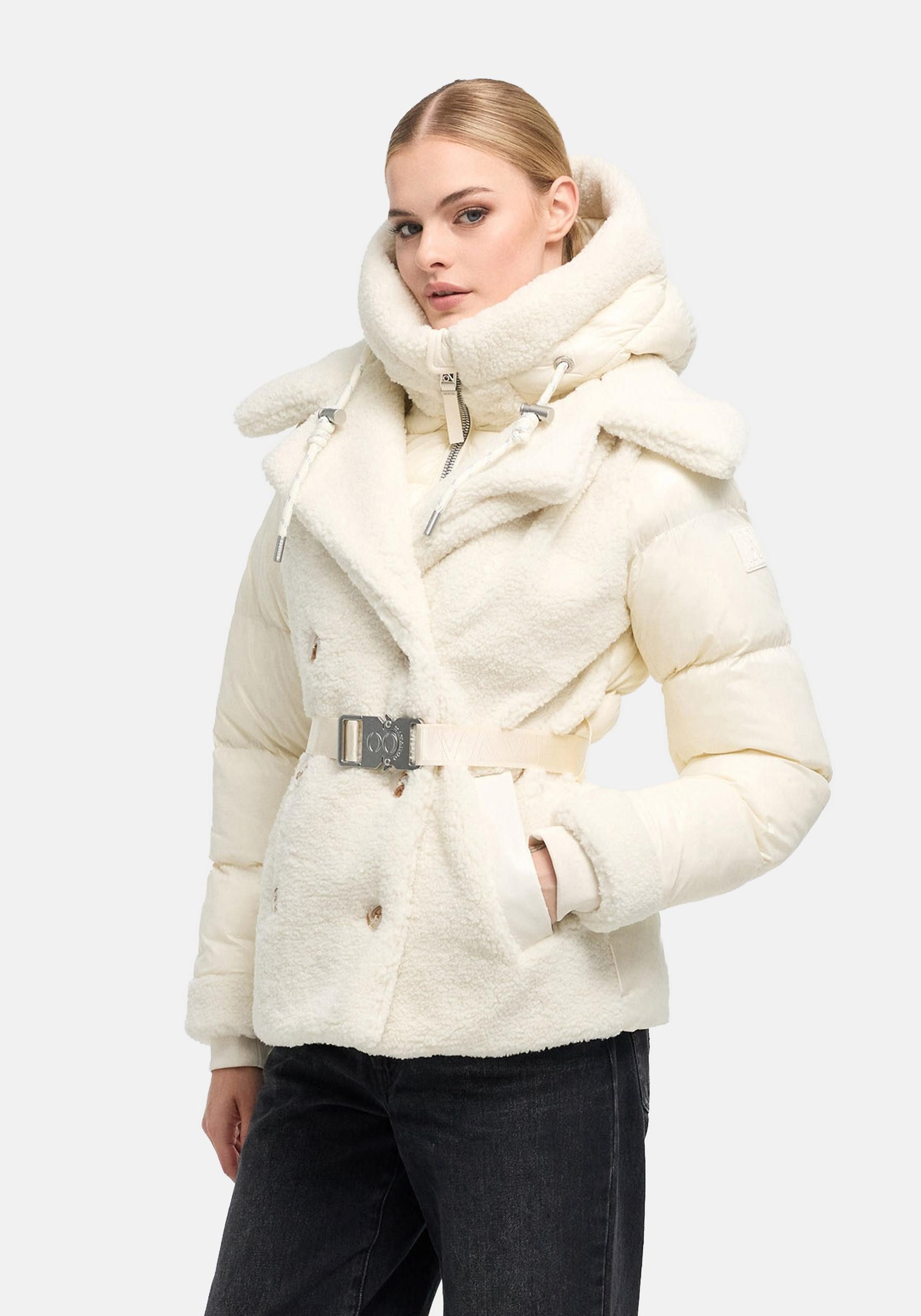 Navahoo Winterjacke Kuschelhäschen 14 Warme Jacke im Teddy-Stepp-Materialmix mit Kapuze