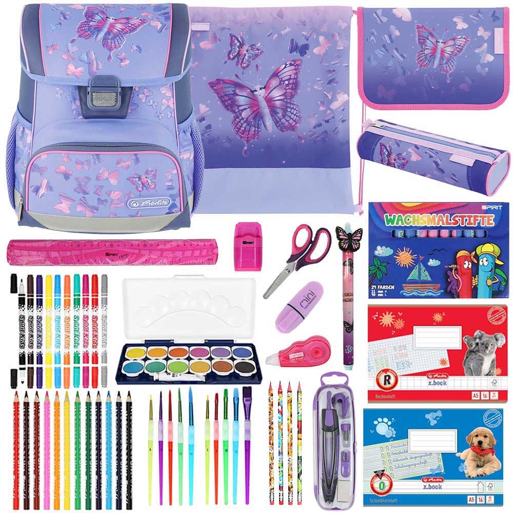 Herlitz Schulranzen Set Loop Plus 20-teilig 2025 Mädchen Butterfly Paradise