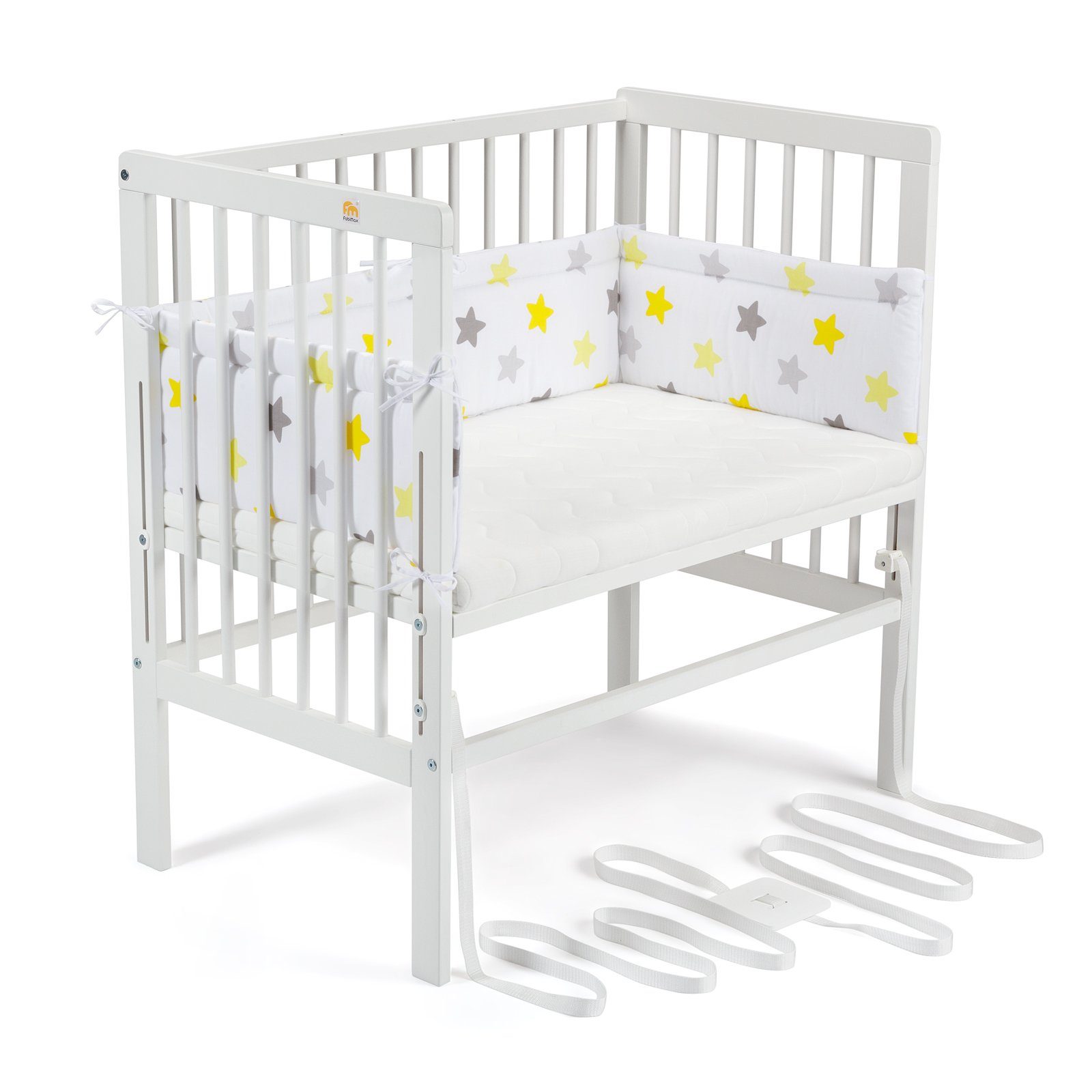 Beistellbett Babybett Boxspring weiß lackiert, 90 x 55 cm Liegefläche