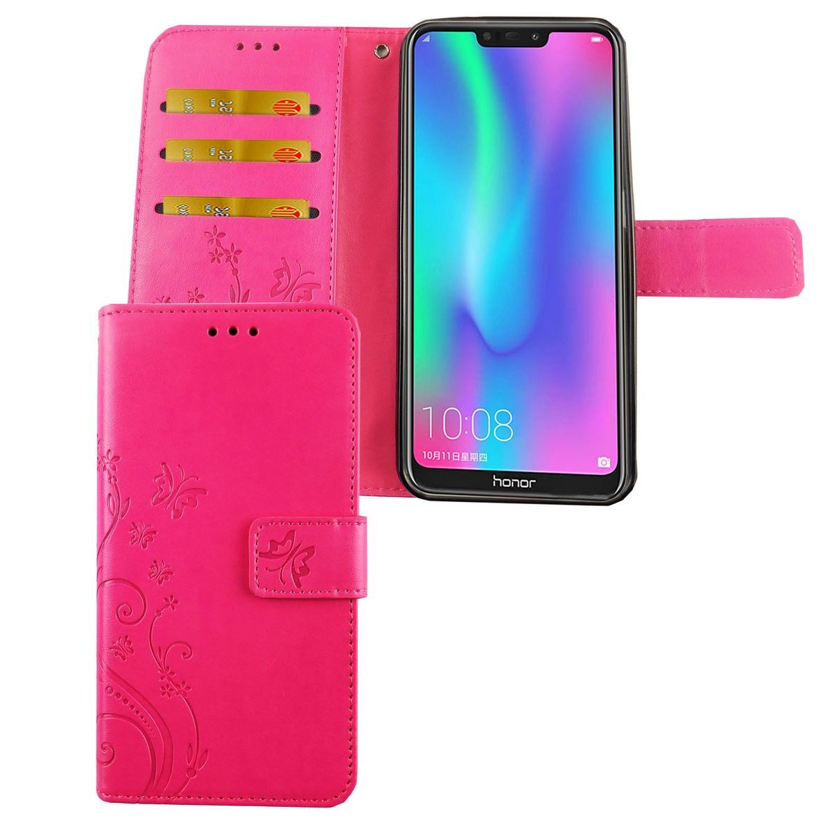 König Design Handyhülle Huawei P Smart 2019, Huawei P Smart 2019 Handyhülle Bookcover Rosa