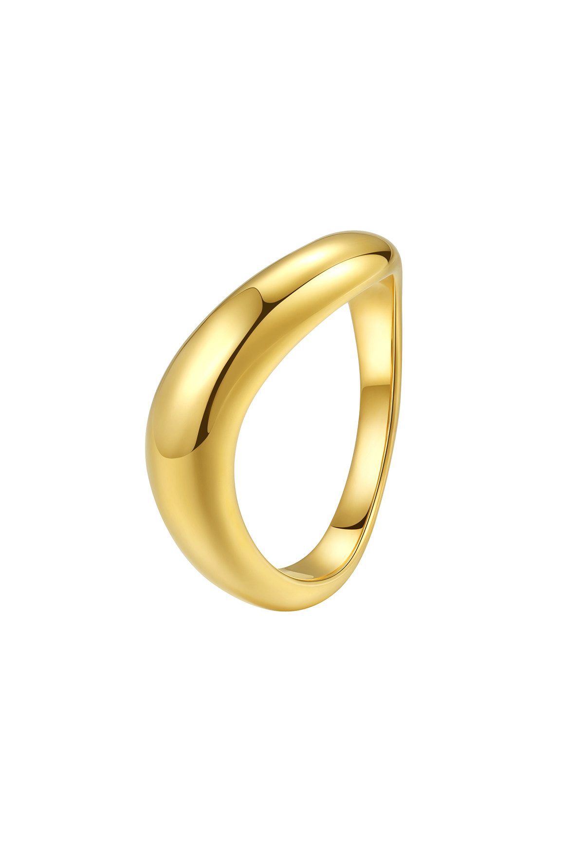 Fingerring Edelstahl Damen Asymmetrisch, 18K vergoldet