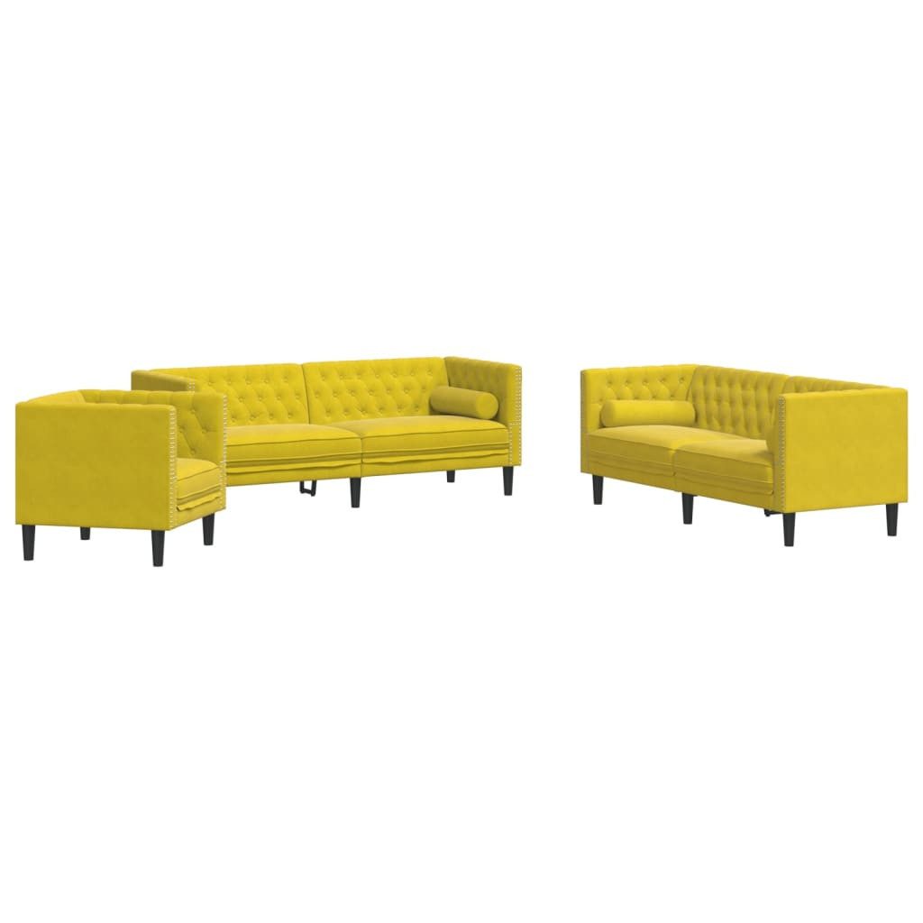 vidaXL Sofa 3-tlg. Chesterfield-Sofa-Set mit Nackenrollen günstig online kaufen