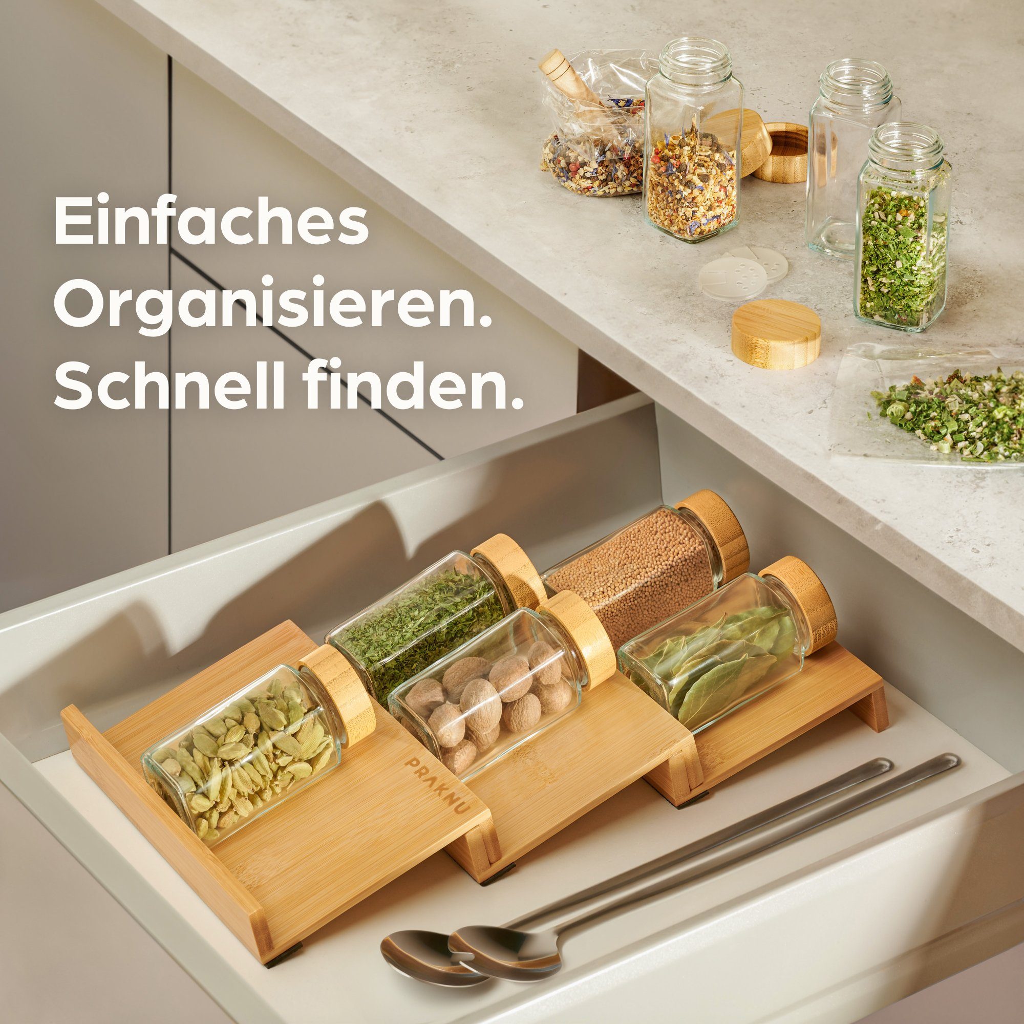 Praknu Schubladeneinsatz Gewürze Küche Gewürzregal Schublade günstig online kaufen