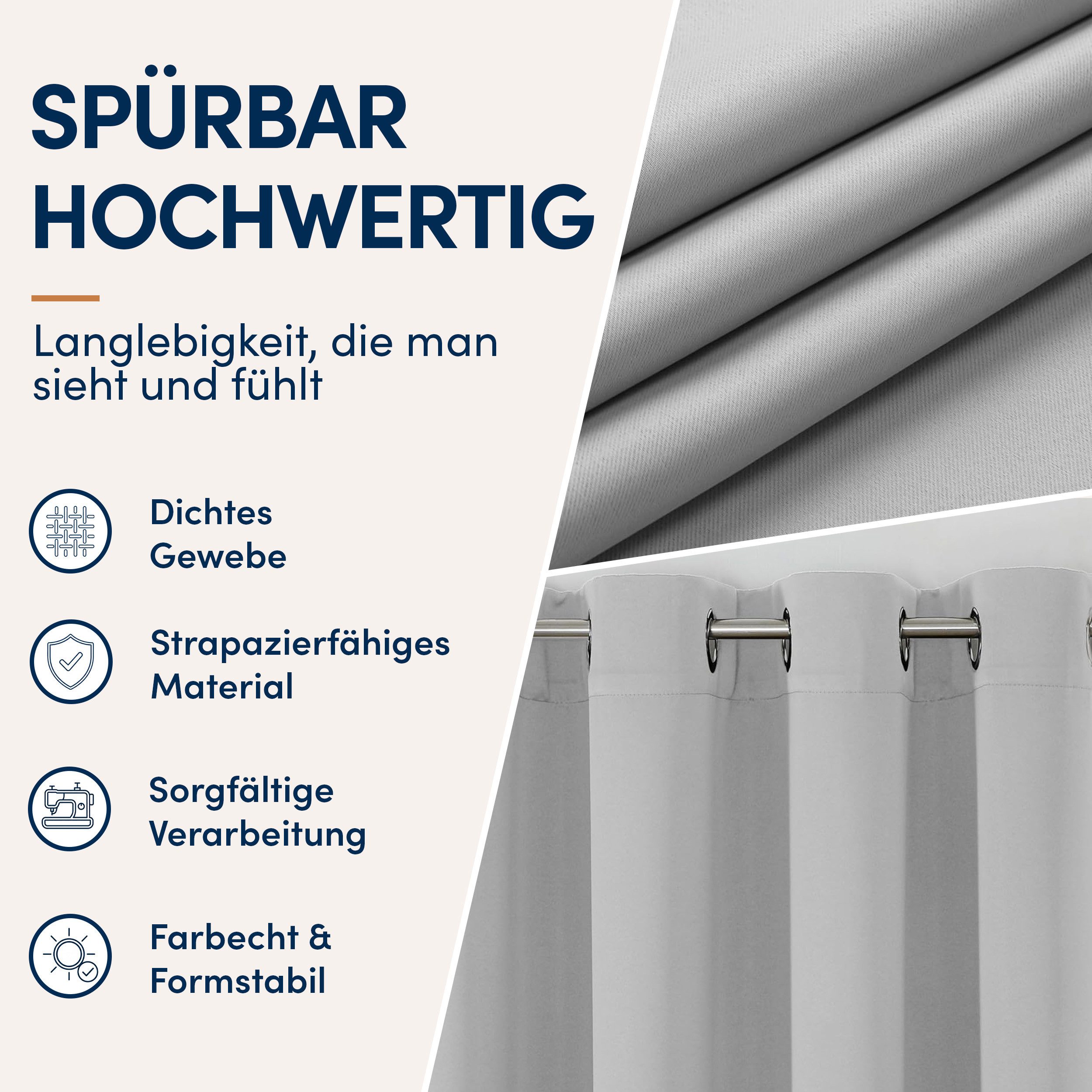 Stoffschmiede Gardine Blickdicht - Kräuselband & Ösen, Ösen – Bild 3 von 5