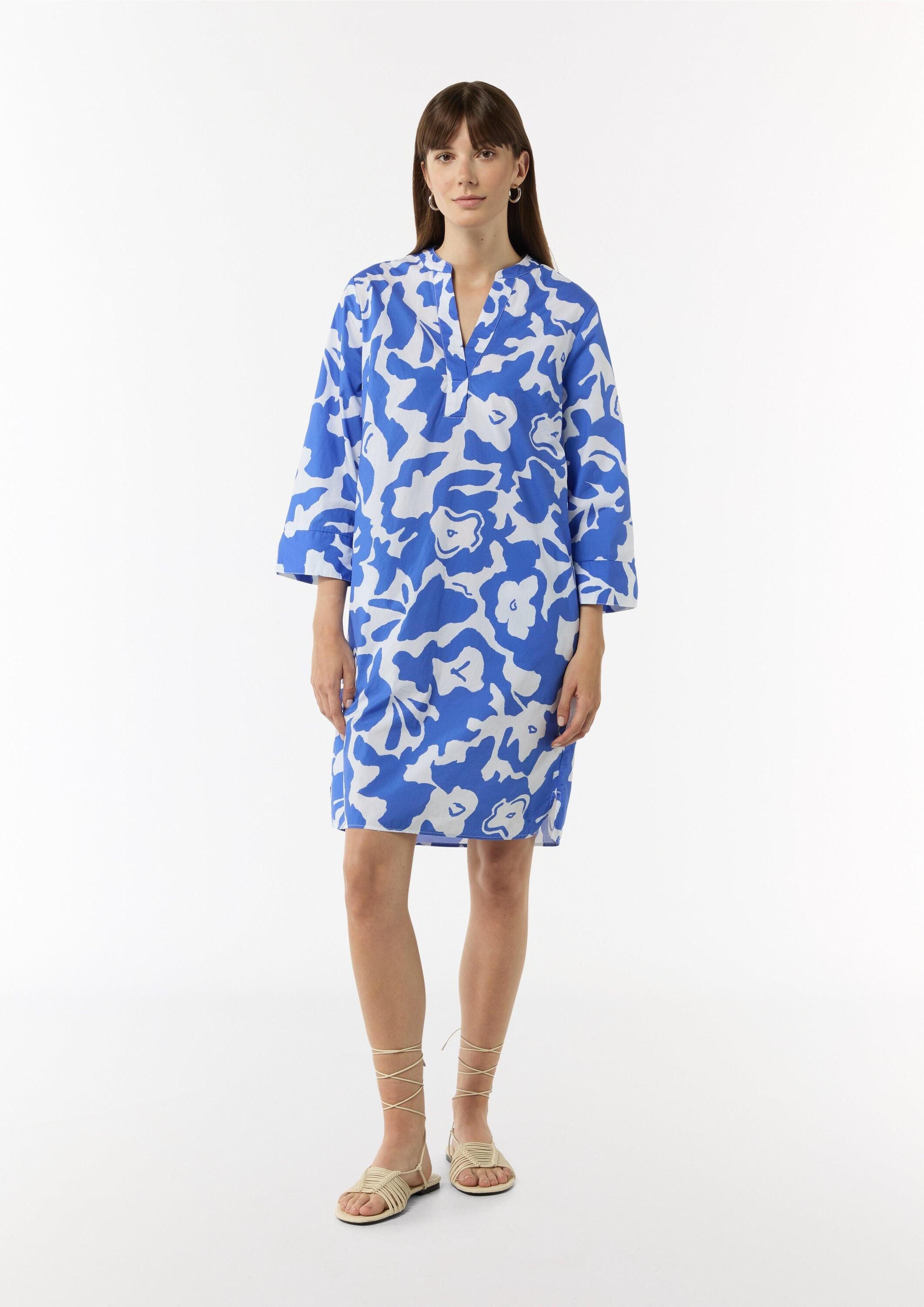 comma Minikleid Kleid Kleid mit Tunika-Ausschnitt und All-over-Print