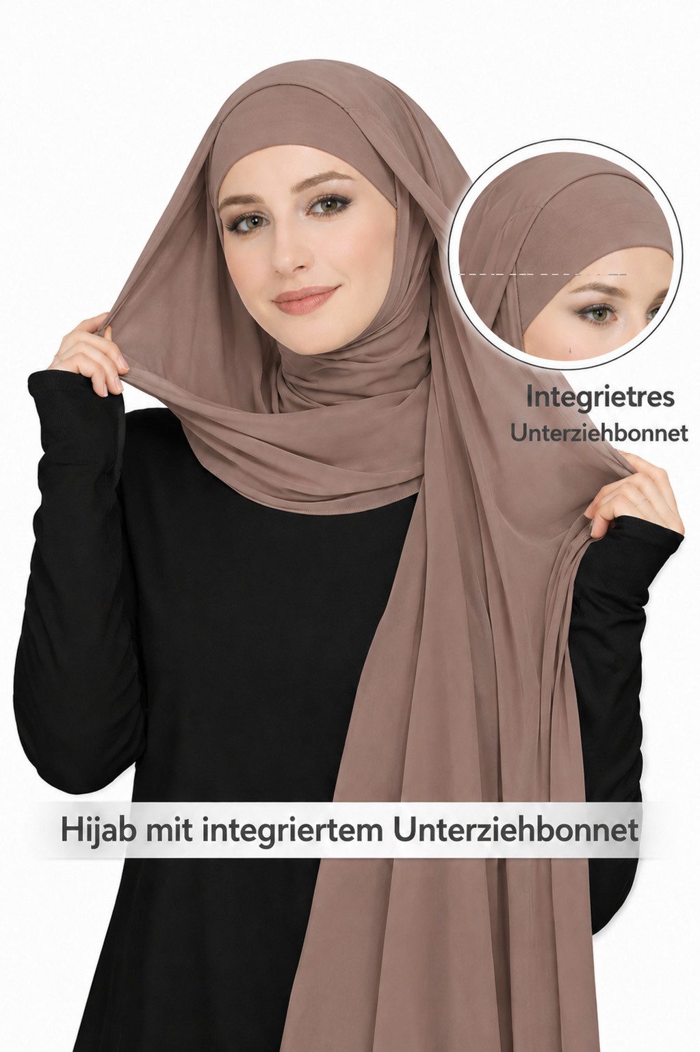 Aymasal Hijab 2-in-1 Chiffon-Hijab mit integriertem Unterkopftuch, 175 × 70 cm (Einzelartikel) Integriertes Untertuch; schnell angelegt; leichter Chiffon