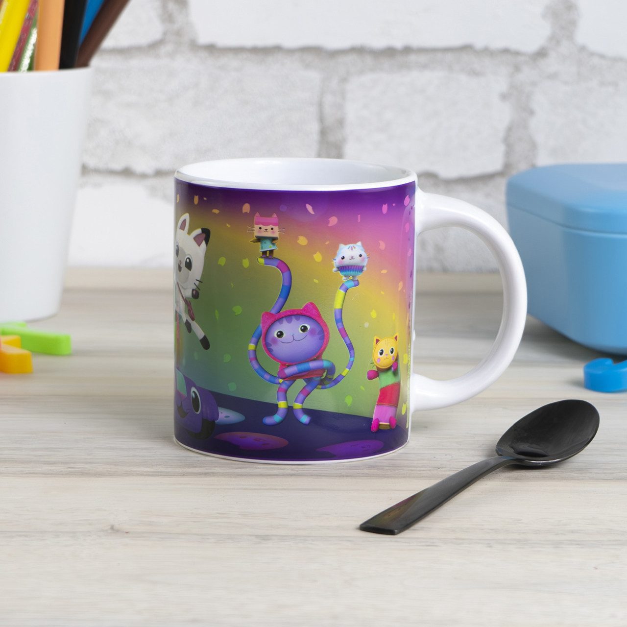 Geda Labels GmbH Tasse Farbwechsel Gabbys Dollhouse Party, 1-tlg., Keramik, Lila, 250ml, mit Thermoeffekt