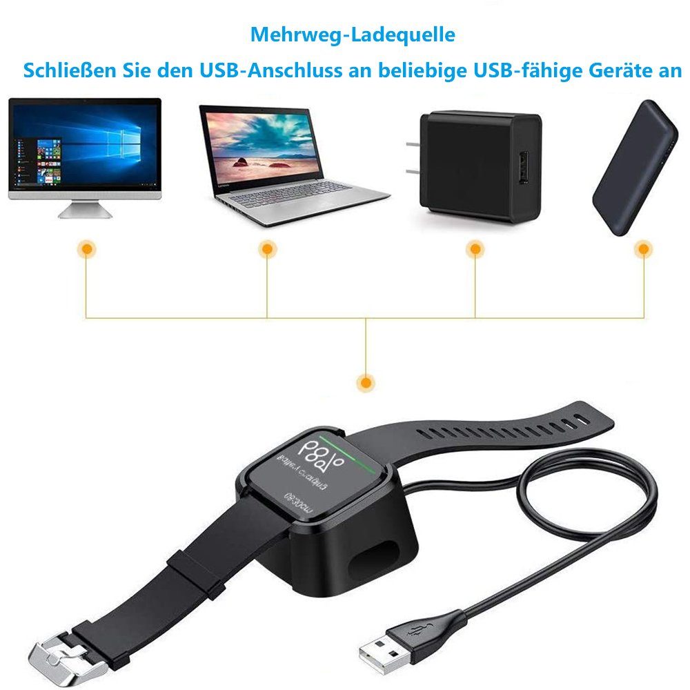 USB Ladekabel für Fitbit Versa 2 Fitness Sport Tracker Smartwatch Ladegerät 