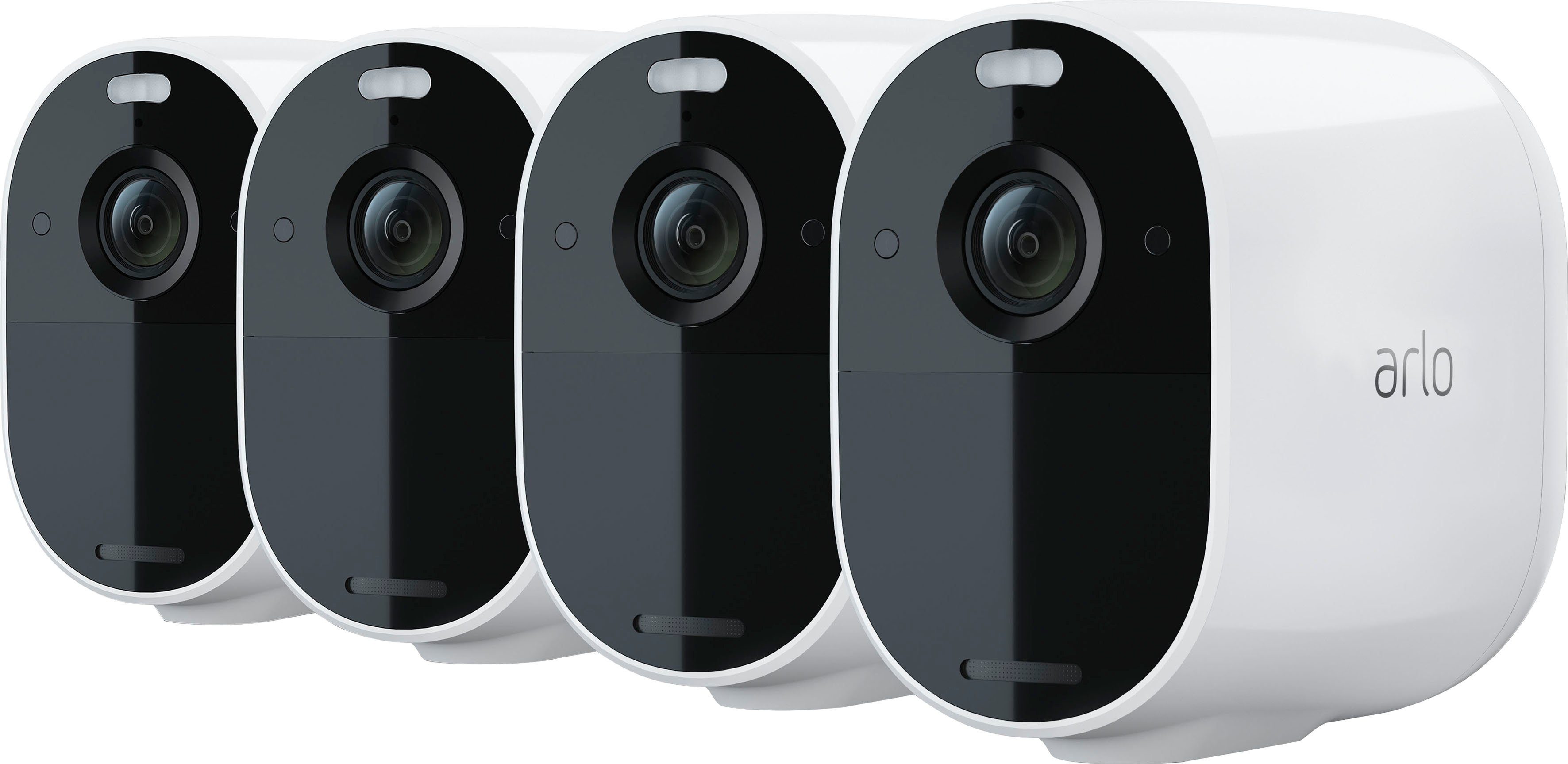 ARLO Arlo Essential Spotlight-Kamera-Set Überwachungskamera (Außenbereich, Innenbereich, Set, 4 x Arlo Essential Spotlight-Kamera, Reichweite bis 91,4 m)