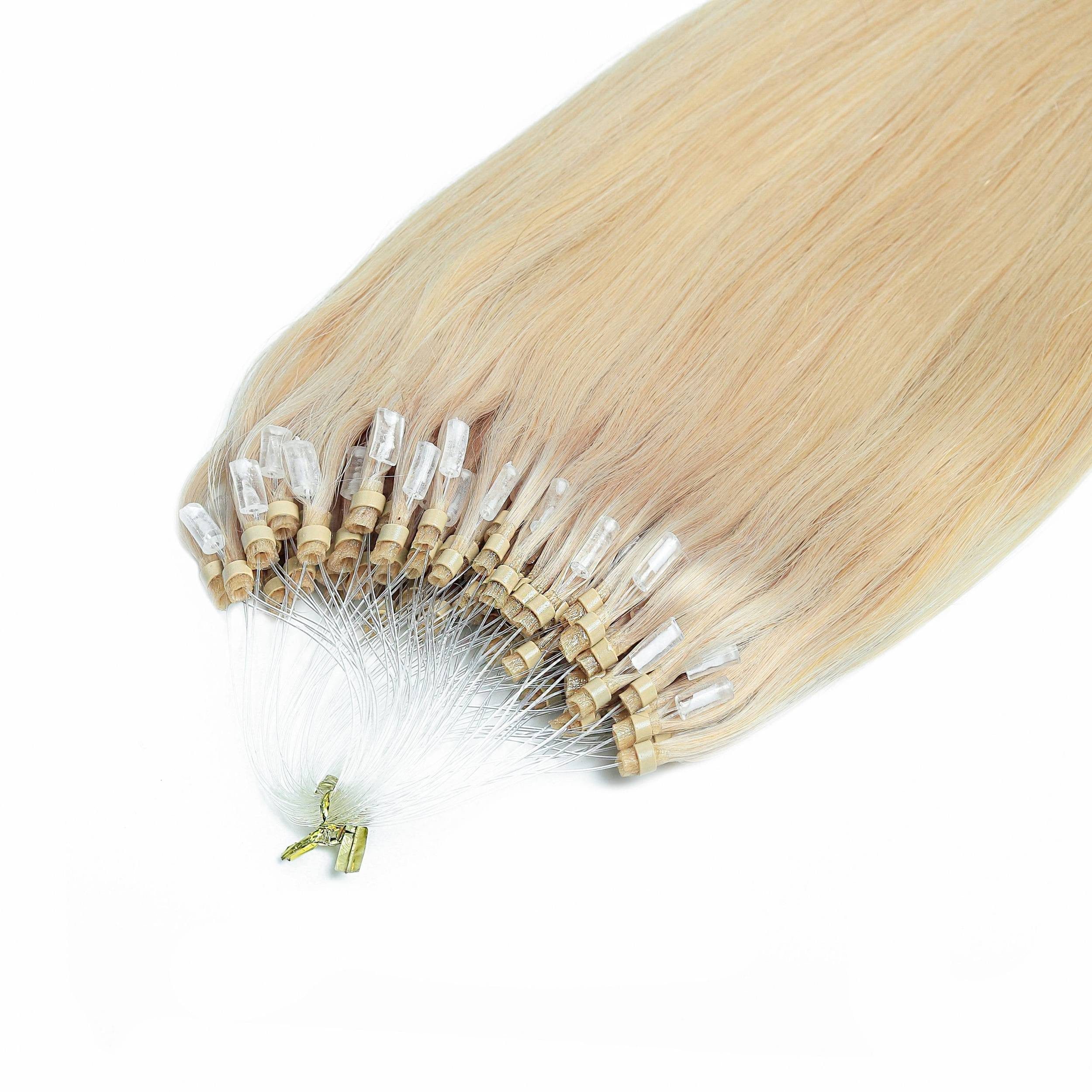 hair2heart Echthaar-Extension Premium Microring Extensions #10/1 Hell-Lichtblond Asch 60cm