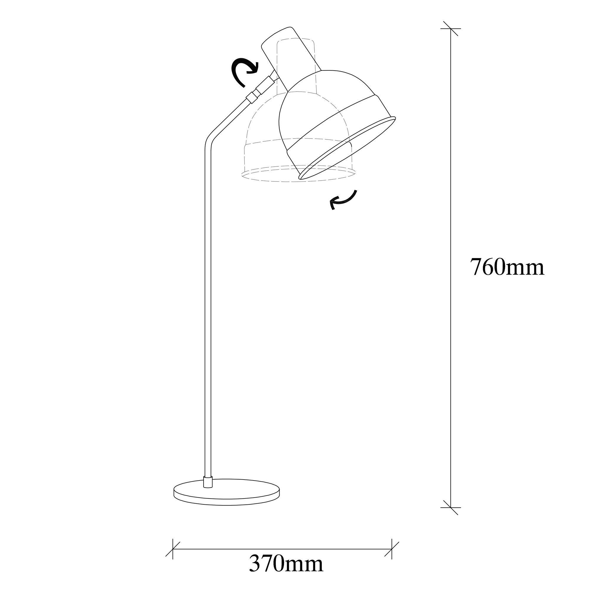 Opviq Schreibtischlampe Schwarz, 37 cm, x Metallkörper 17 Berceste NOR,