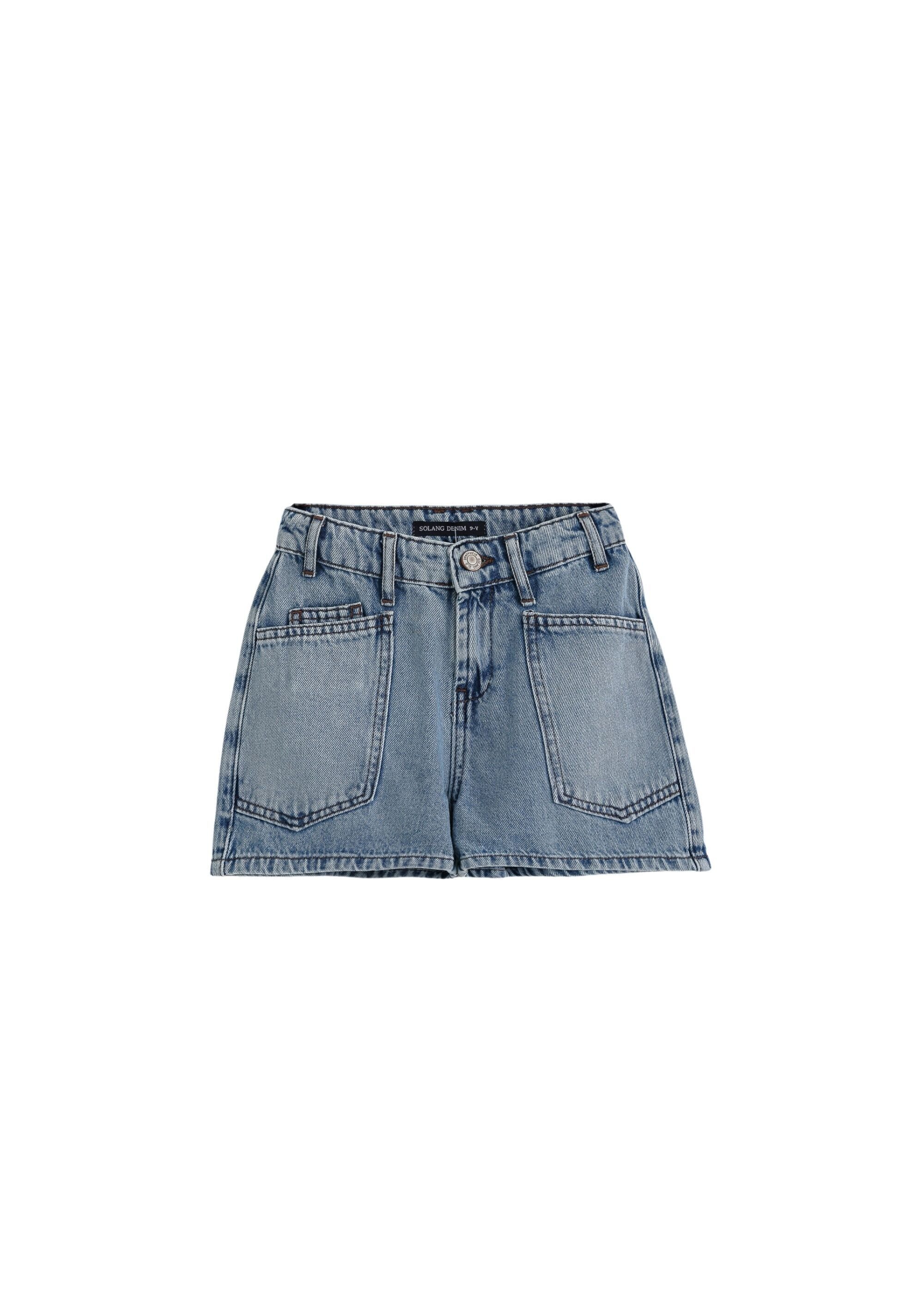 Solang Jeansshorts mit aufgesetzten Fronttaschen und Ziernähten
