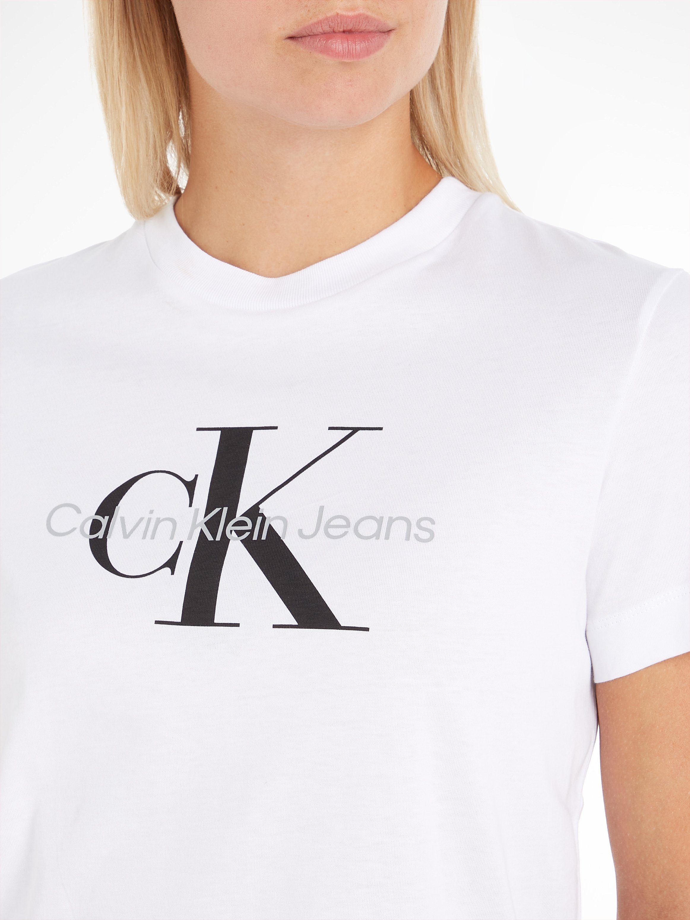 Calvin Klein TEE Monogramm (1-tlg) White REGULAR CORE Jeans Bright Rundhalsshirt MONOGRAM Calvin Jeans Klein mit