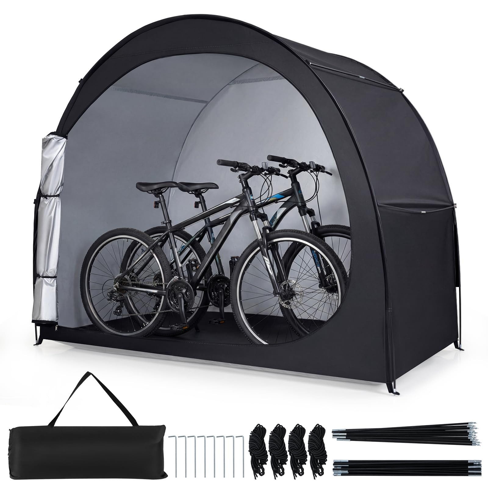 COSTWAY Auto-Faltgarage, Fahrradgarage mit Reißverschlusstür, 210x123x171cm