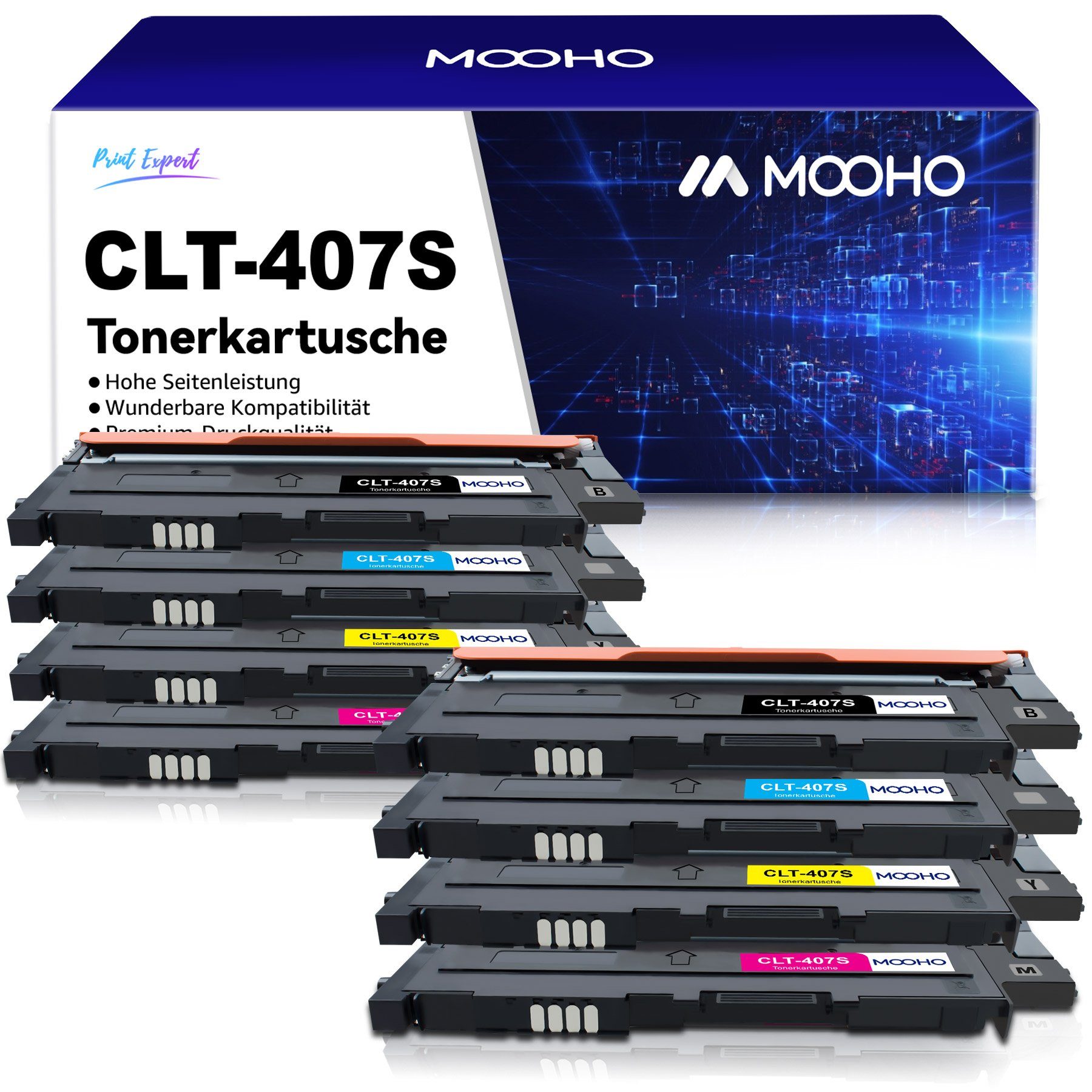 MOOHO Tonerkartusche 8er-pack CLT-407S für 325 CLX-3185 SAMSUNG CLP-320