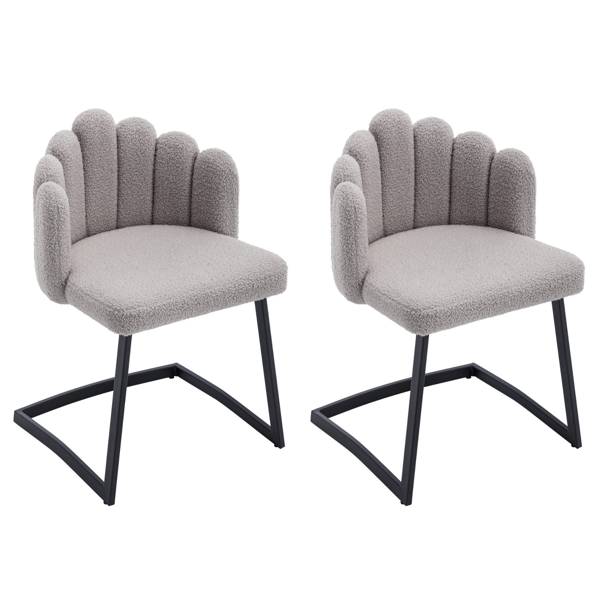 Flieks Freischwinger (2 St), 2er Set Esszimmerstühle Polsterstuhl Lammsamt Blütenblattstuhl