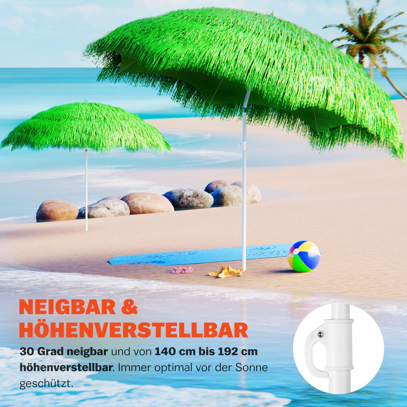 Kingsleeve Sonnenschirm, Hawaii Blau 160 cm günstig online kaufen