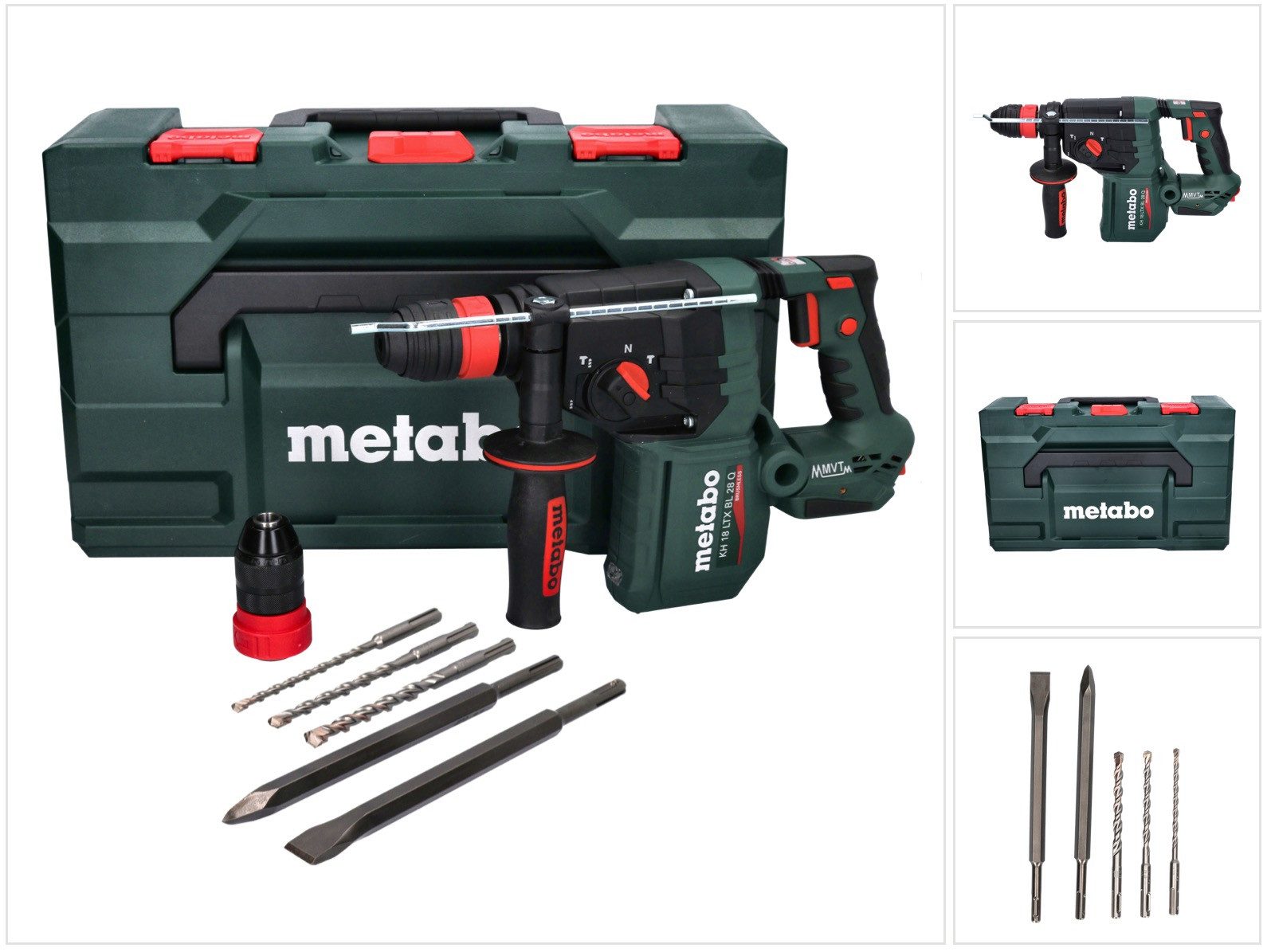 metabo Akku-Bohrhammer KH 18 LTX BL 28 Q Akku Bohrhammer 18 V 3 J SDS plus Brushless + 5