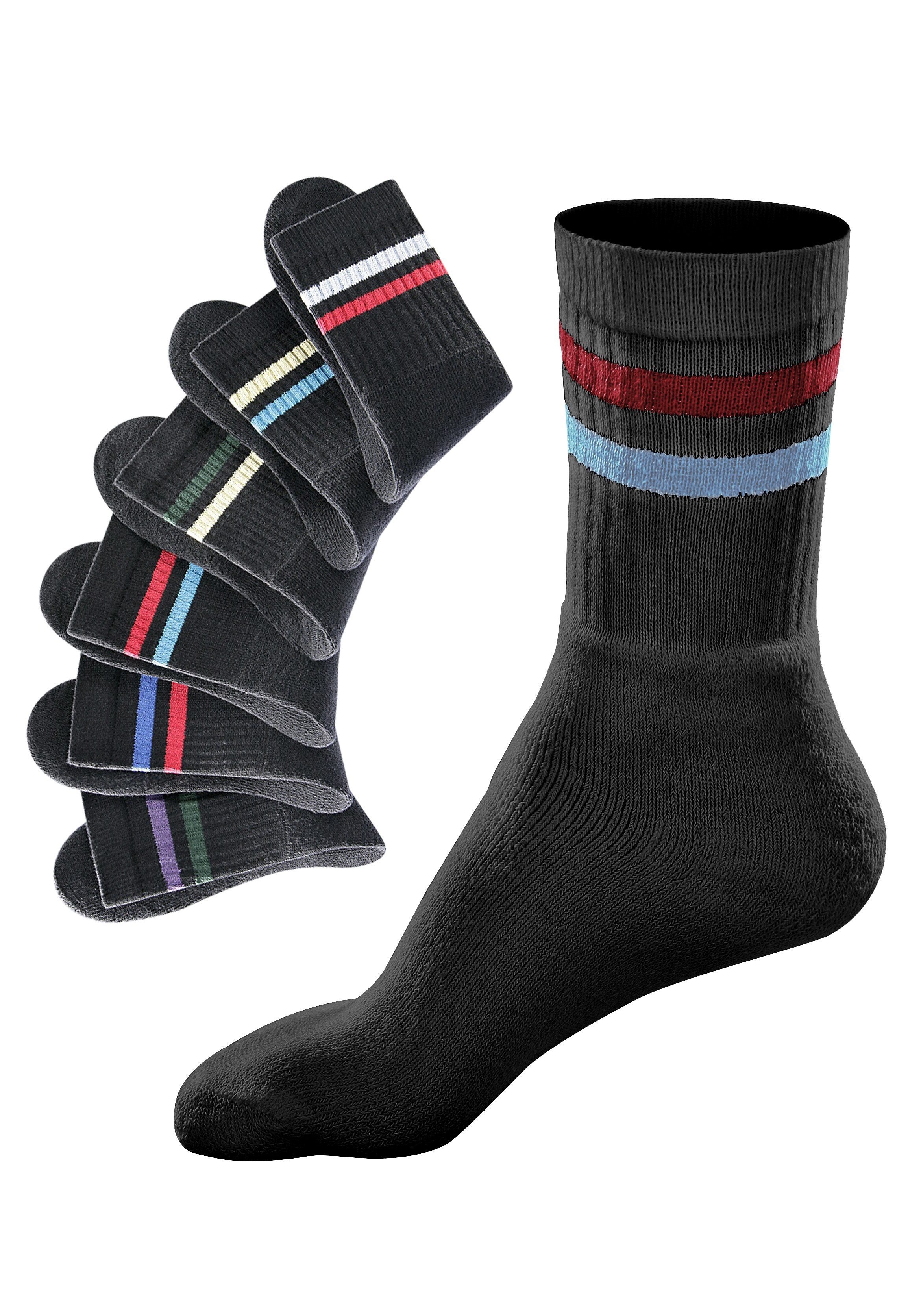 Go in Freizeitsocken Tennissocken Damen Herren Kinder Sportsocken Ringel Baumwollmischung (Packung, 6-Paar, Gr. 23-26 bis 47-50) mit Frottee, mit verstärkter Fe – Bild 4 von 5