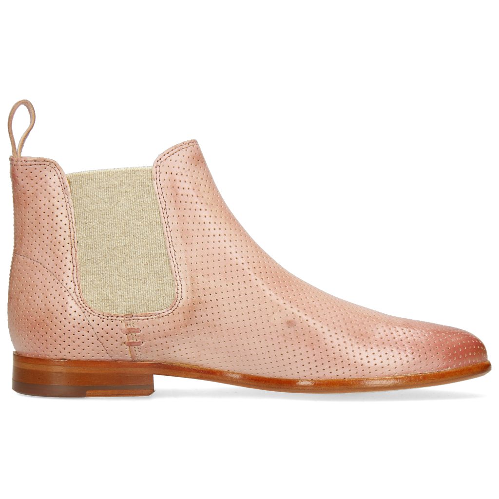 Melvin & Hamilton Susan Lino Imola Elastic Rose Perfo Stiefelette 10 Pale