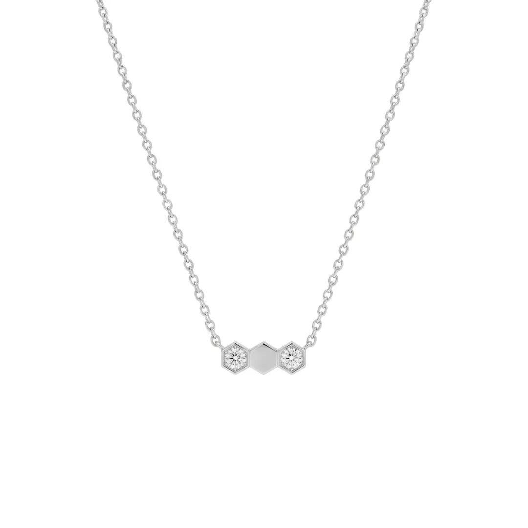Kette mit Anhänger Suzan Gold® 925 Sterling Silber Halskette Damen Hexagon Zirkonia