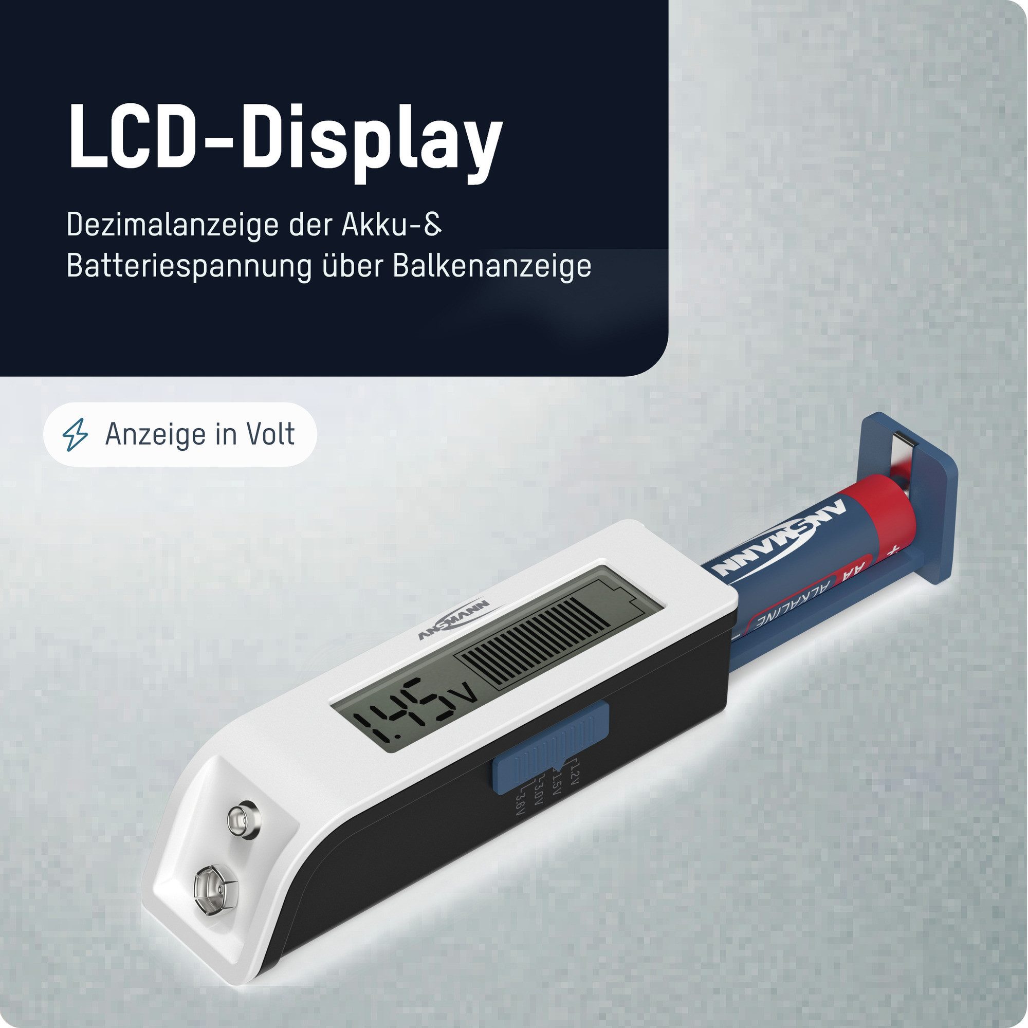 ANSMANN AG Universeller Batterietester für handelsübliche Akkus, Batterien Batterie-Ladegerät