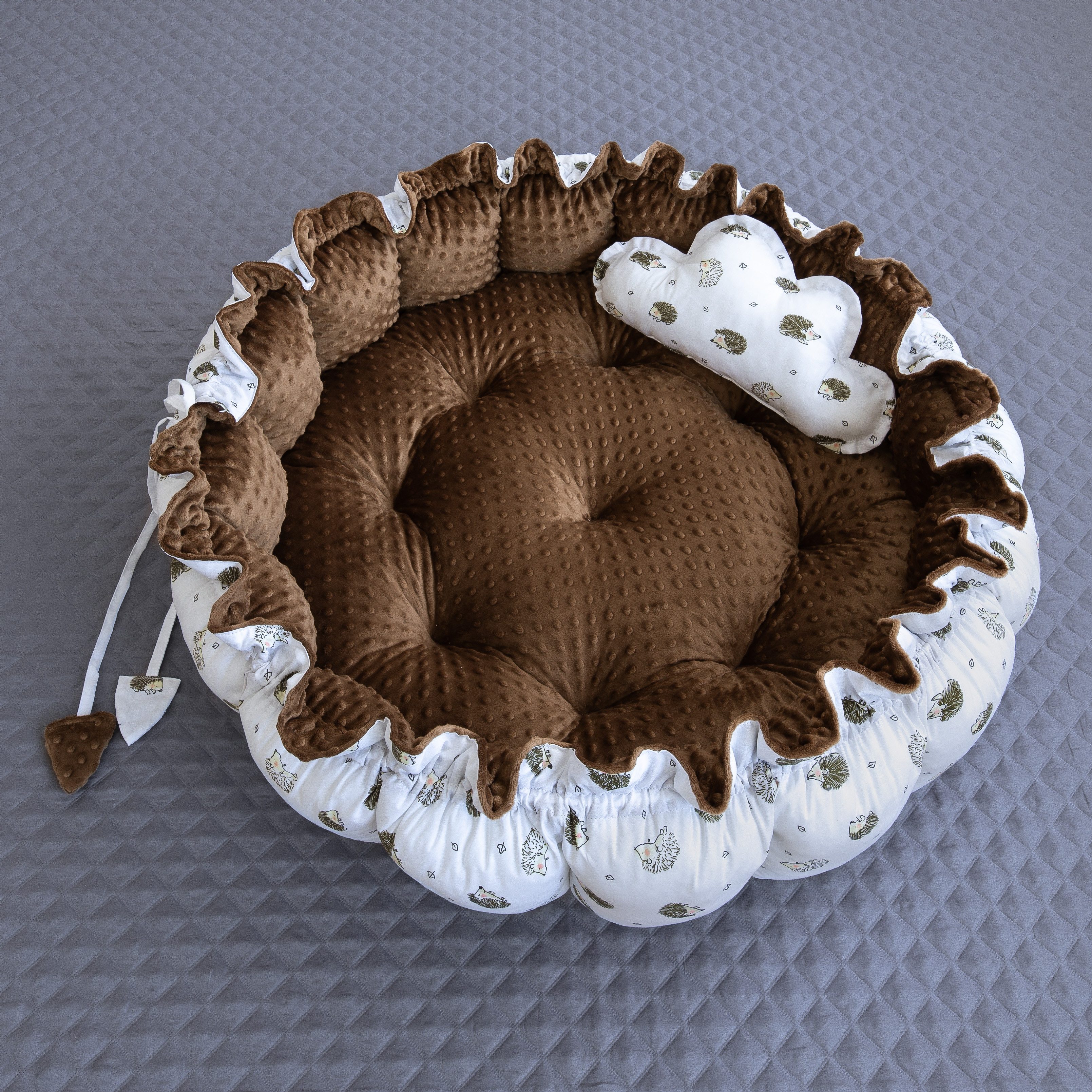 Loolay Bettnestchen IGEL Braun/ MINKY ENGELSNEST Nestchen Babynest Unterlag günstig online kaufen