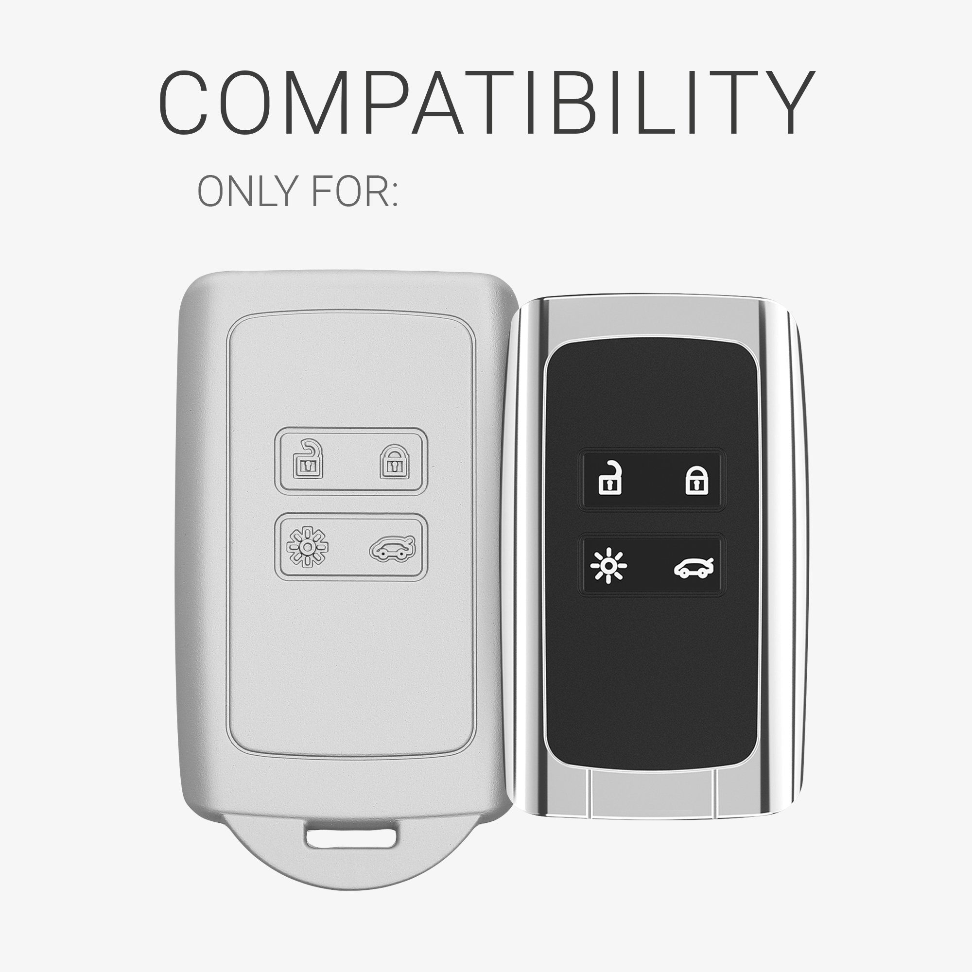 kwmobile Schlüsseltasche Hülle Schlüsselhülle Silikon Renault, Silber Autoschlüssel Schutzhülle für