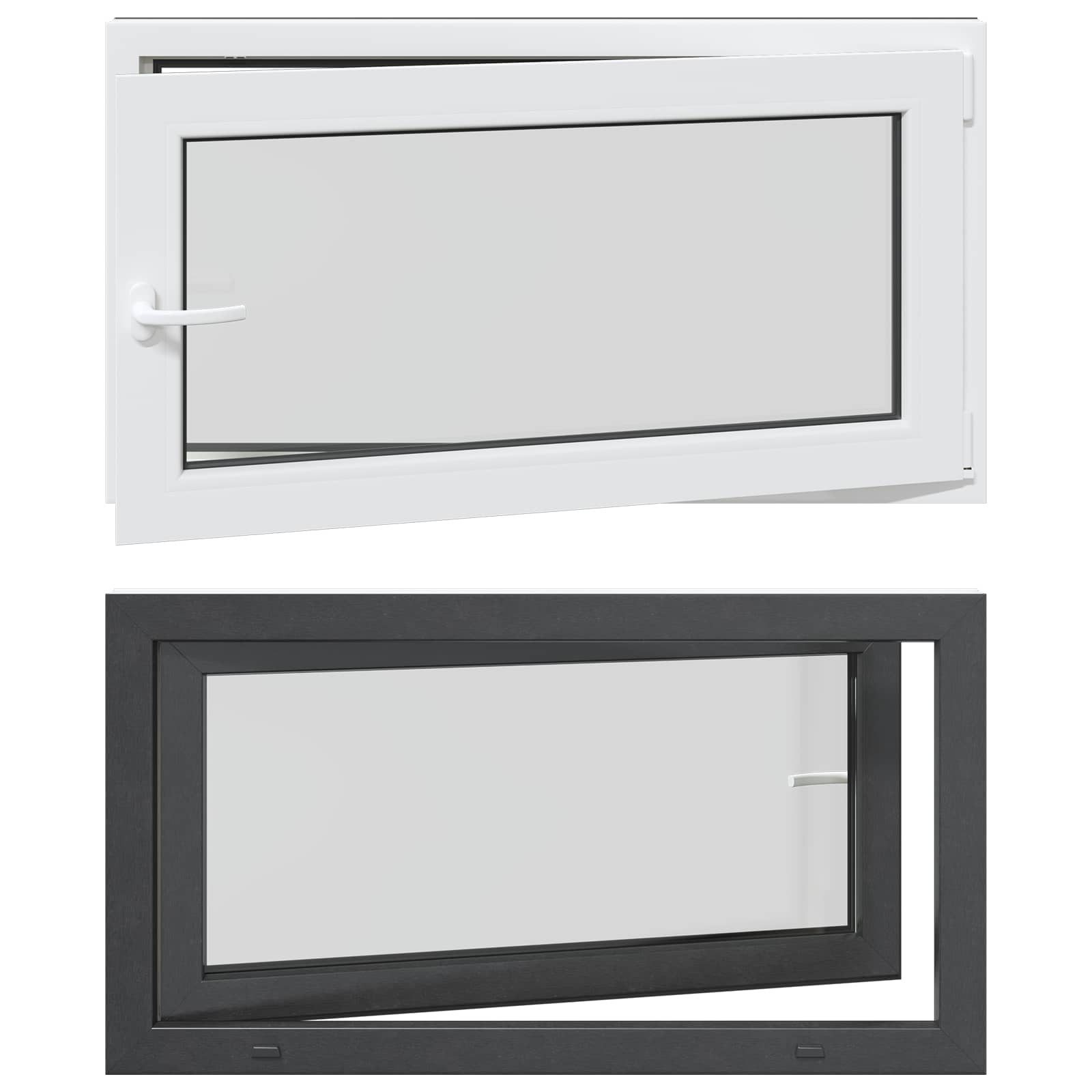vidaXL Fenster Kellerfenster Innenseite Farbe Weiß RISOR 110 x 60 cm, (1 St)