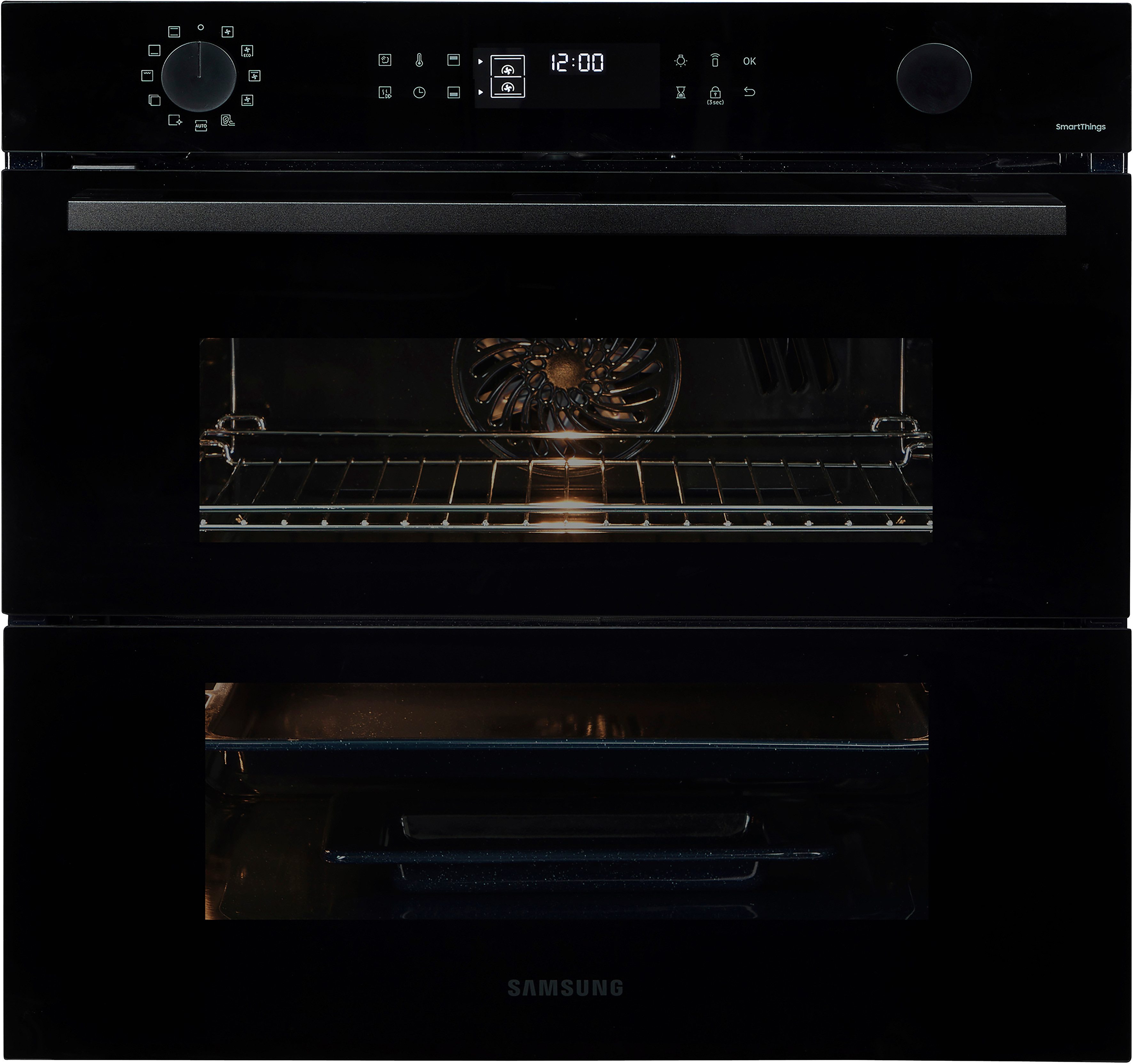 Samsung Einbaubackofen Serie 4 NV7B45502AK/U1, Pyrolyse-Selbstreinigung, Dual Cook Flex – Ein Ofen. Zwei Garräume. Flexible Tür.